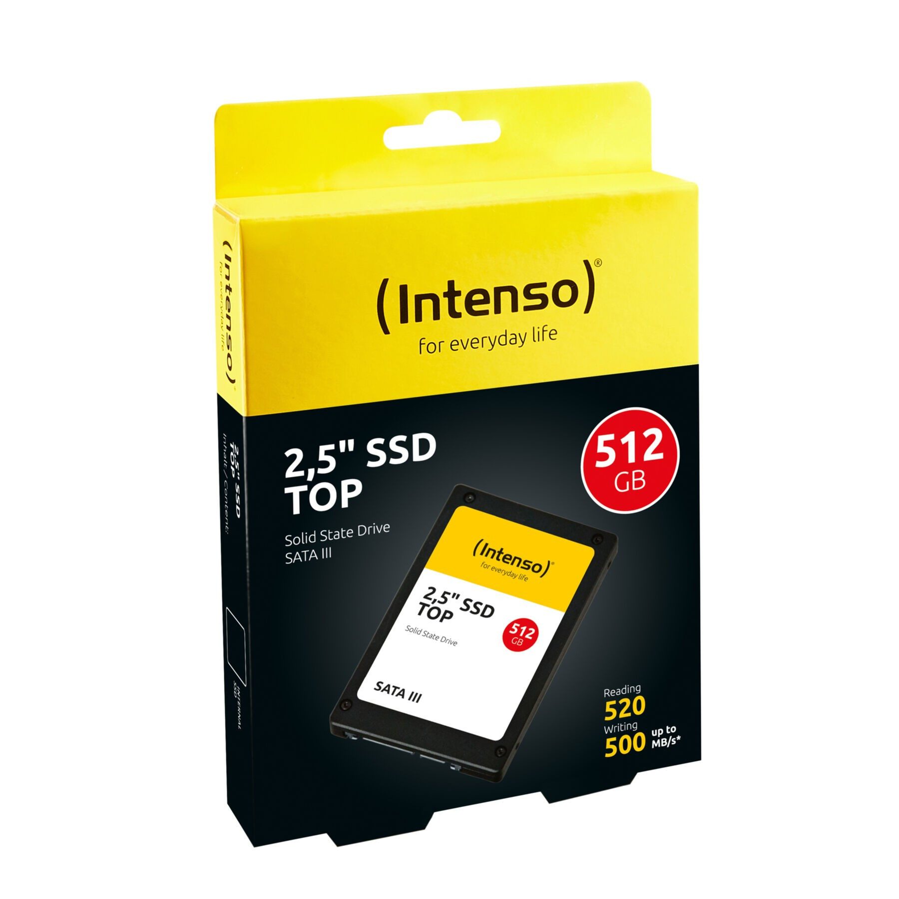 Intenso Top SSD-Festplatte (512 GB) 2.5"" 550 MB/S Lesegeschwindigkeit, 500 MB/S Schreibgeschwindigkeit