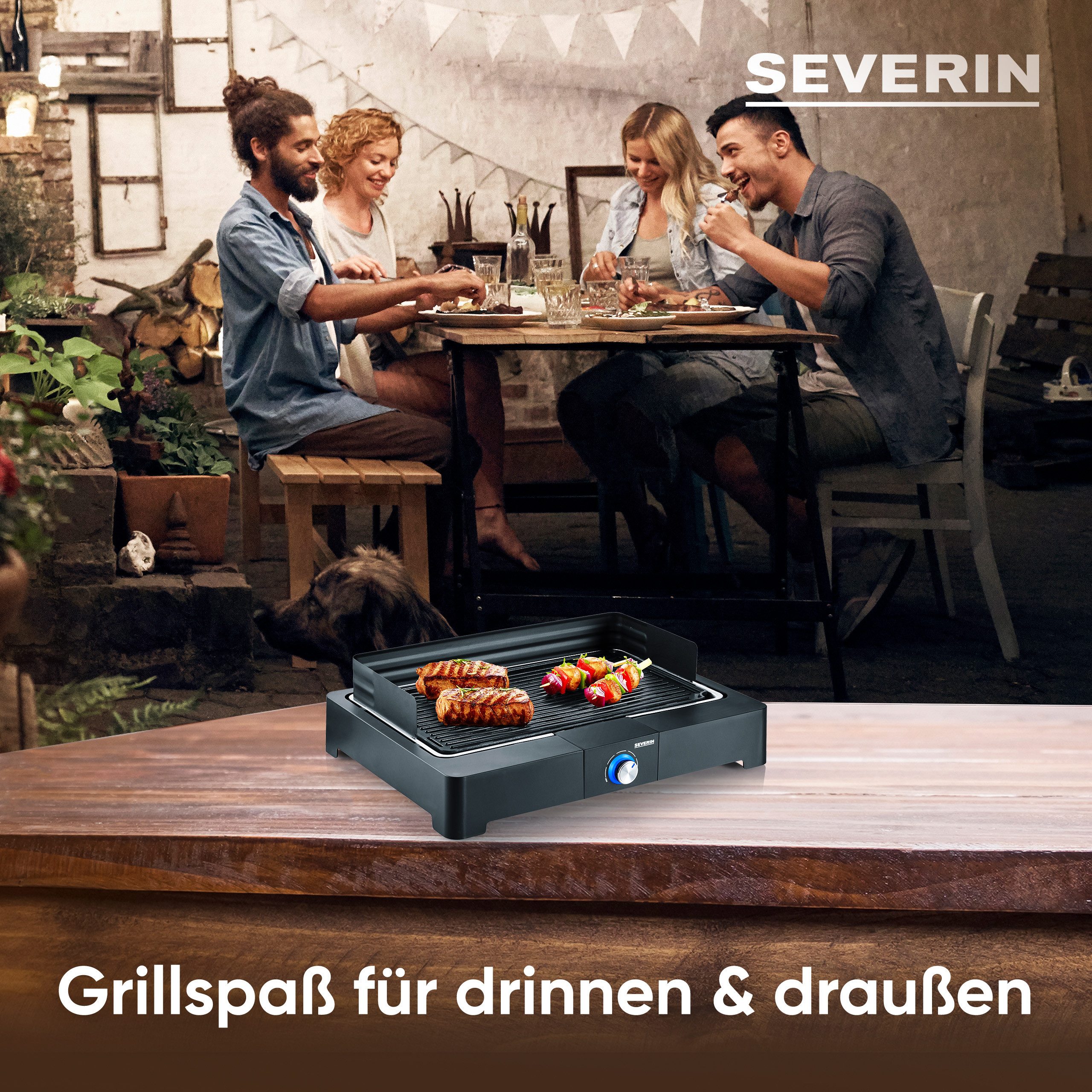Severin Tischgrill PG 8567, 2200 W, Elektrogrill mit Platte
