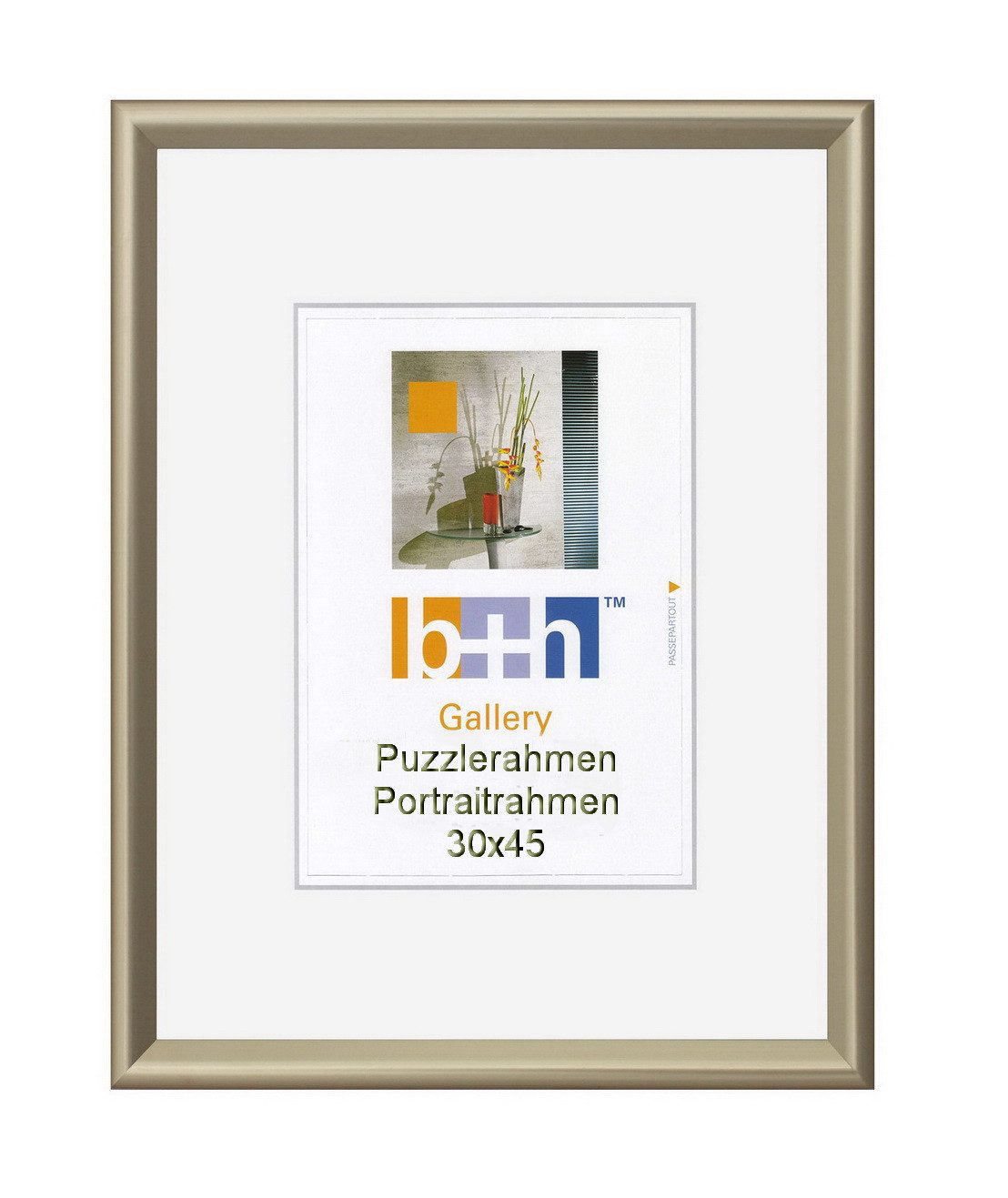 Oslo MasterLine Einzelrahmen Bilderrahmen 30x40 und 30x45 Kunststoff Echt-Glas Hoch- und Querformat, 30 x 45 cm Rahmenfarbe gold matt Fotorahmen Puzzlerahmen