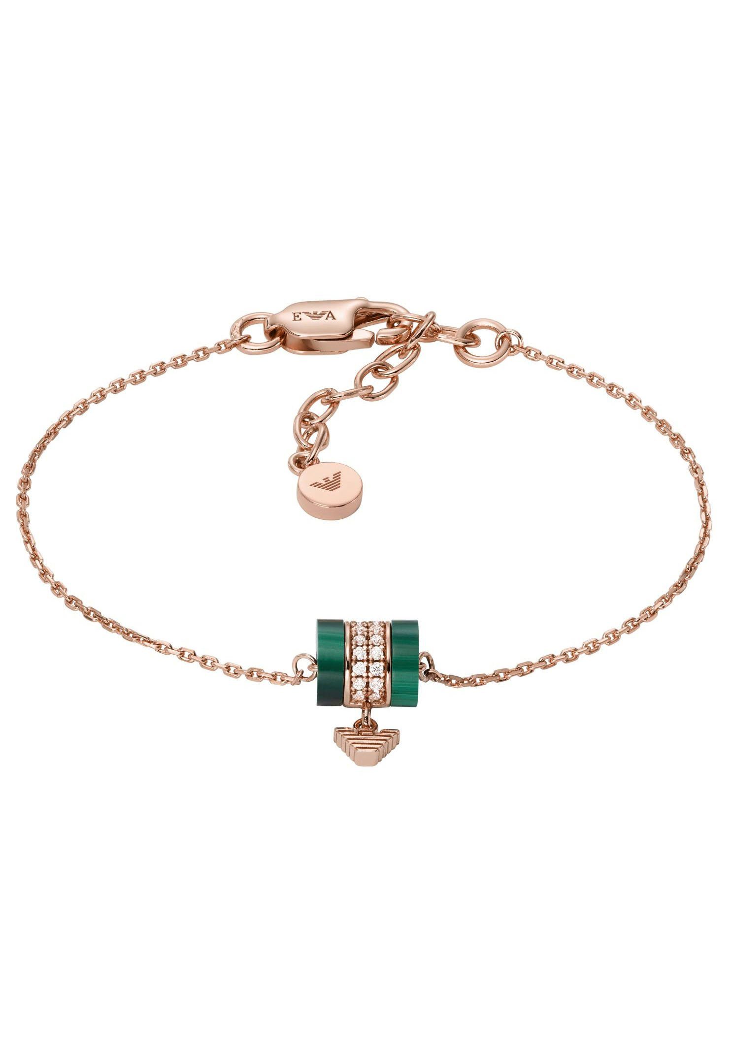 Emporio Armani Armband EG3572040, EG3571221, mit Lapislazuli und Malachit roségoldfarben-grün-kristallweiß