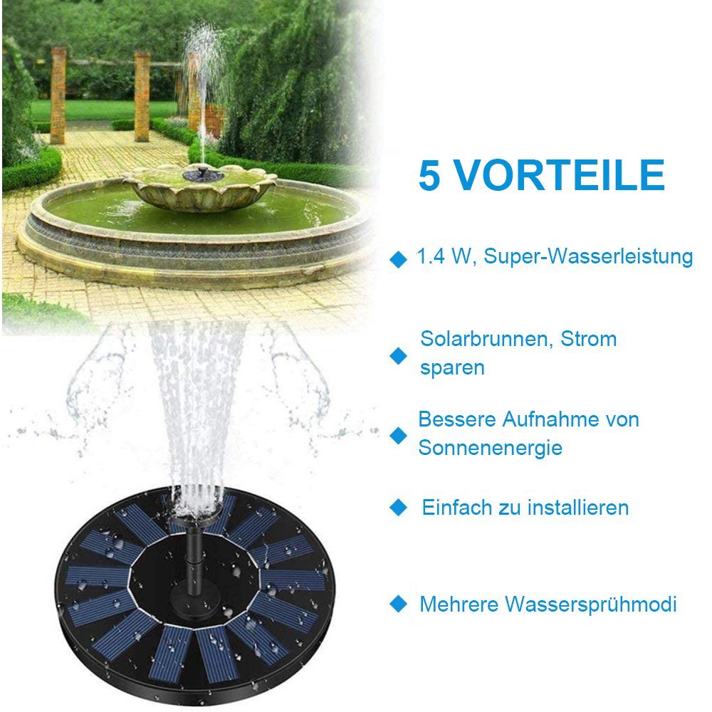 Jormftte Teichpumpe Springbrunnen,Solar Gartenbrunnen Solar