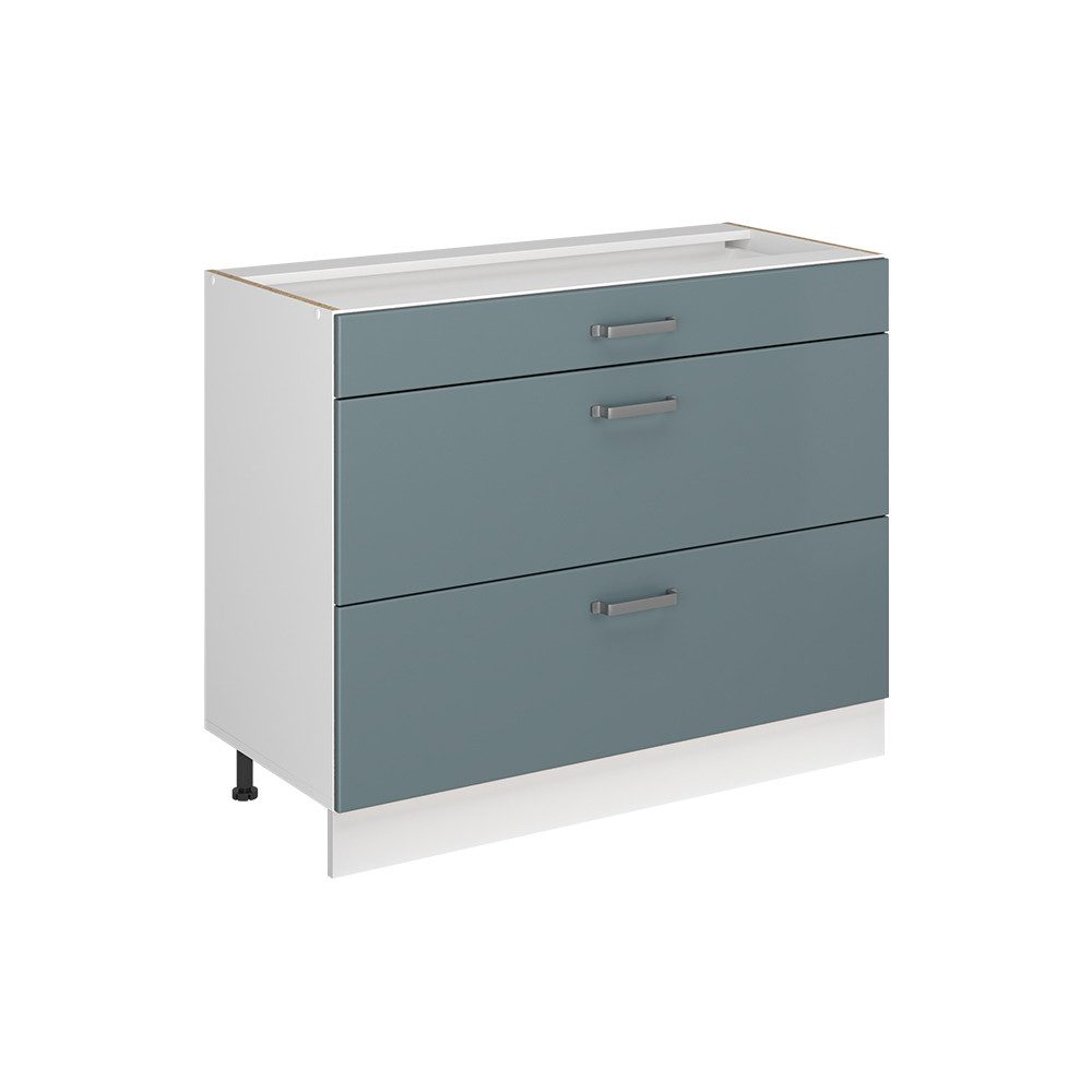 Vicco Unterschrank R-Line, Blau-Grau/Weiß, 100 cm ohne Arbeitsplatte (1-St)