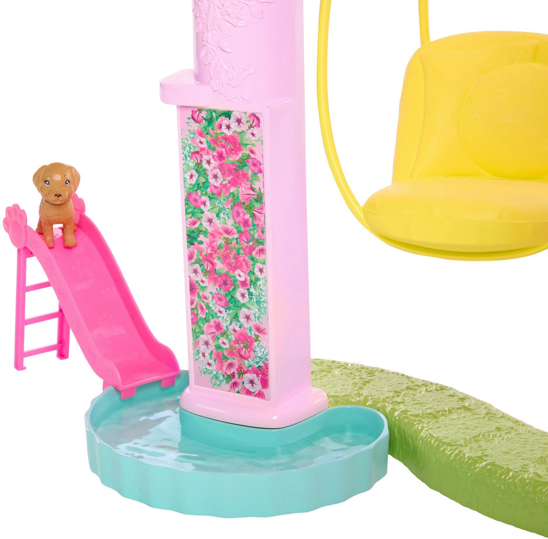 Barbie Dollhouse Dream Villa, with 3 floors, light and sound effects, spiral slide, balcony and pool