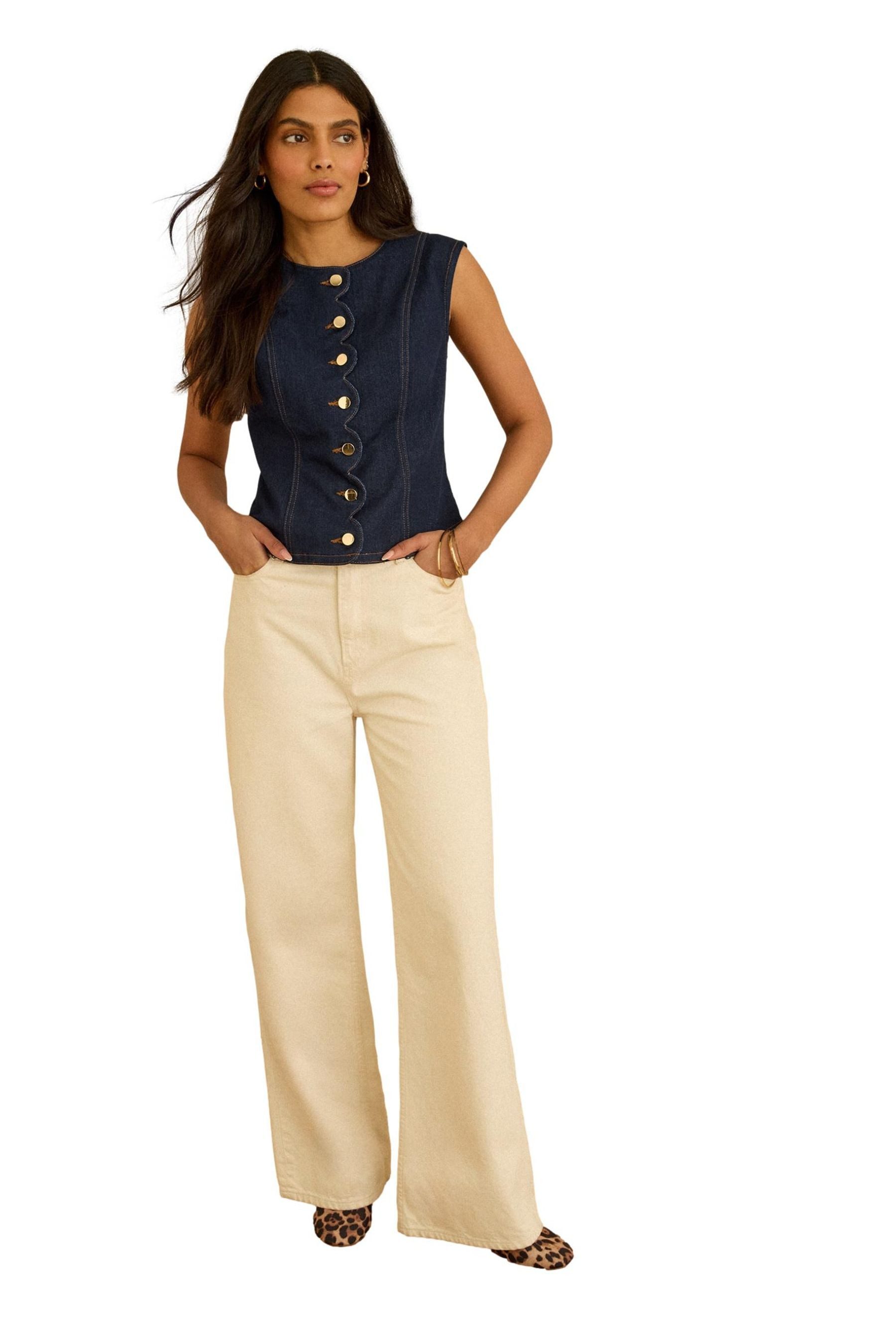 Love & Roses Anzugweste Love & Roses Denim-Weste mit Bogenkante (1-tlg)