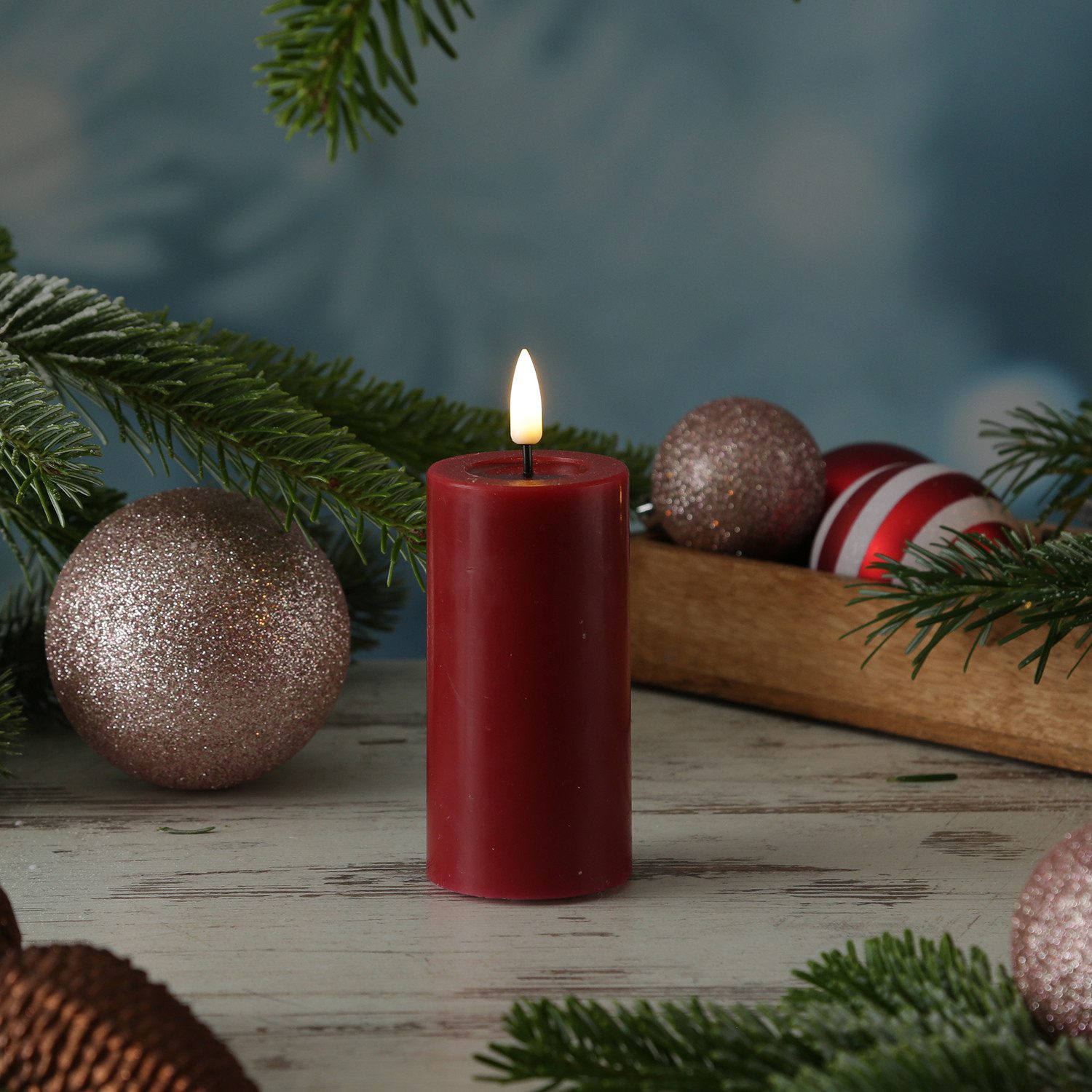 Deluxe Homeart LED-Kerze Mia Echtwachs Wachsspiegel flackernd H: 10cm D: 5c günstig online kaufen