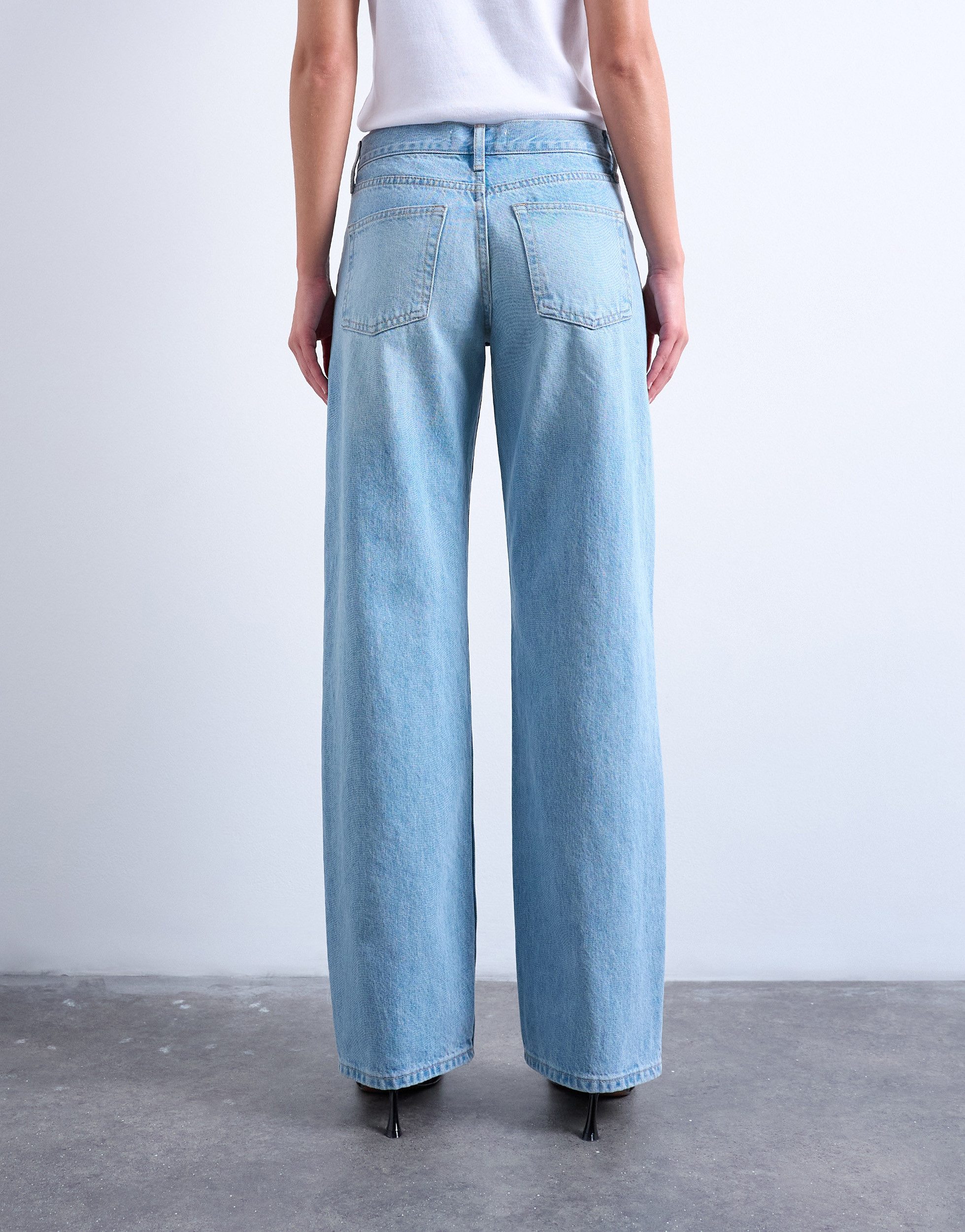 TOPSHOP Weite Jeans TSEMBER LR WIDE DNM JEANS LB NOOS Baumwolle, relaxed fit, low waist