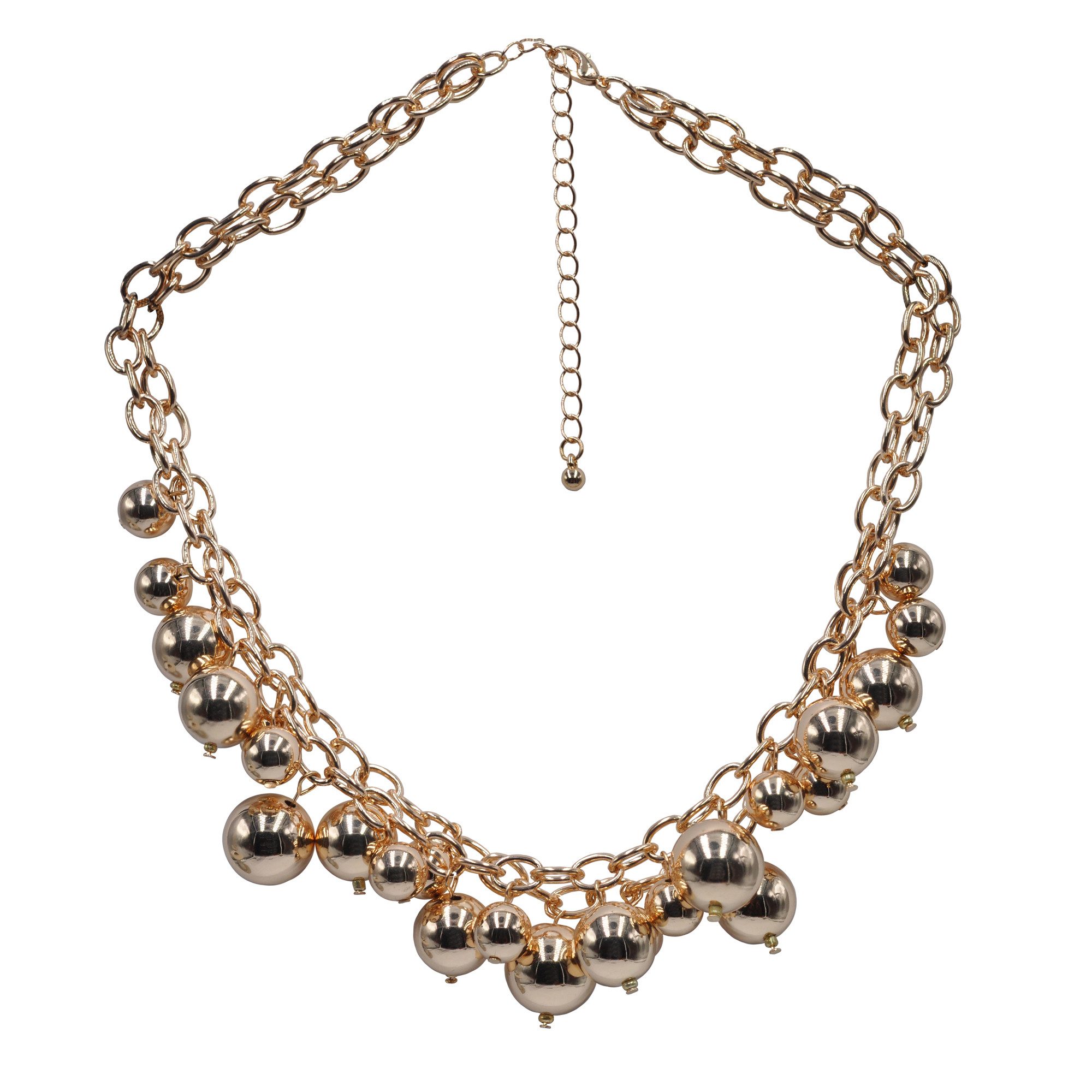 Steuer Collierkettchen zweireihig goldfarben mit verschiedenen Bubbles