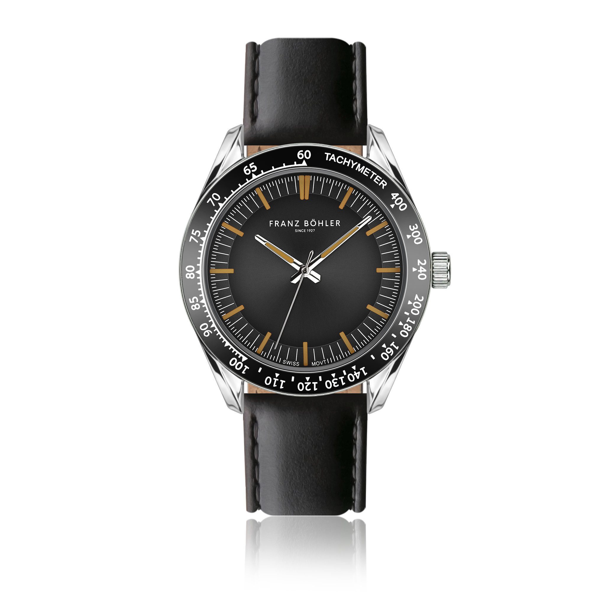FRANZ BÖHLER Quarzuhr BA5-S010S Poschiavo Silver Padded and stitched smooth