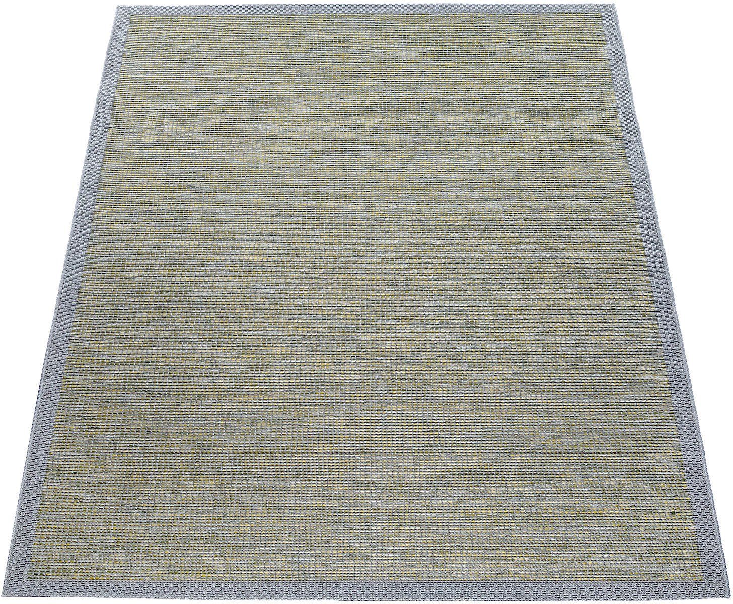 Teppich Quebec 135, Paco Home, rechteckig, Höhe: 4 mm, Flachgewebe, meliert, In- und Outdoor geeignet, Wohnzimmer grün | Kurzflor-Teppiche