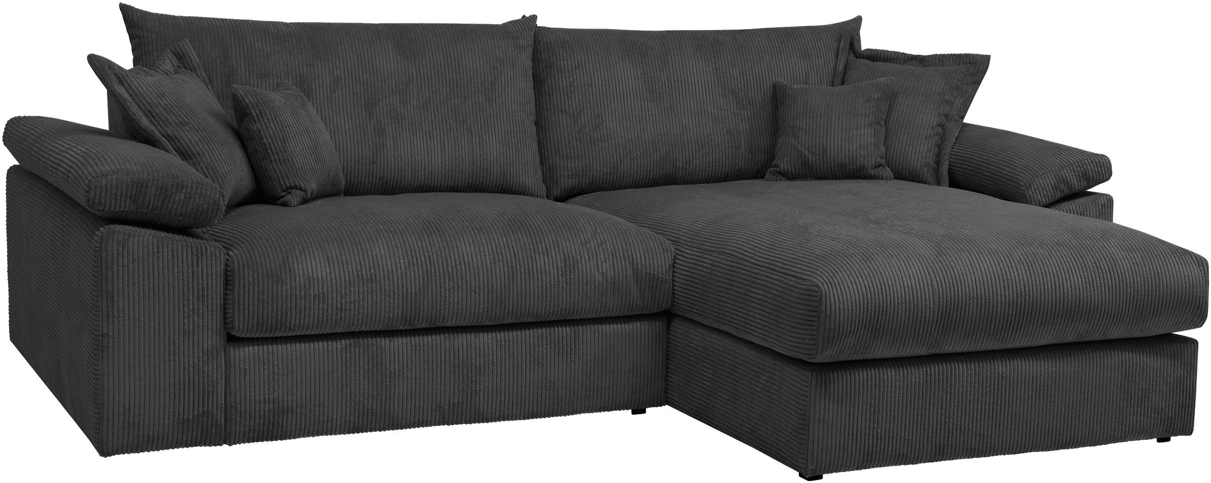 Home affaire Ecksofa Soft&Cosy XXL L-Form, B: 303 cm, Mega-Sofa, Cord oder Chenille-Struktur, mit Federkern & 4 Zierkissen