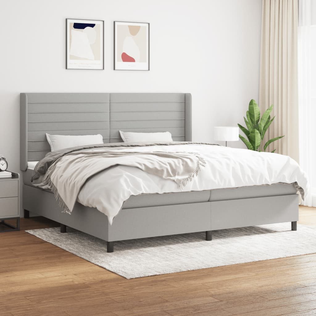 vidaXL Boxspringbett Boxspringbett mit Matratze Hellgrau 200x200 cm Stoff B günstig online kaufen