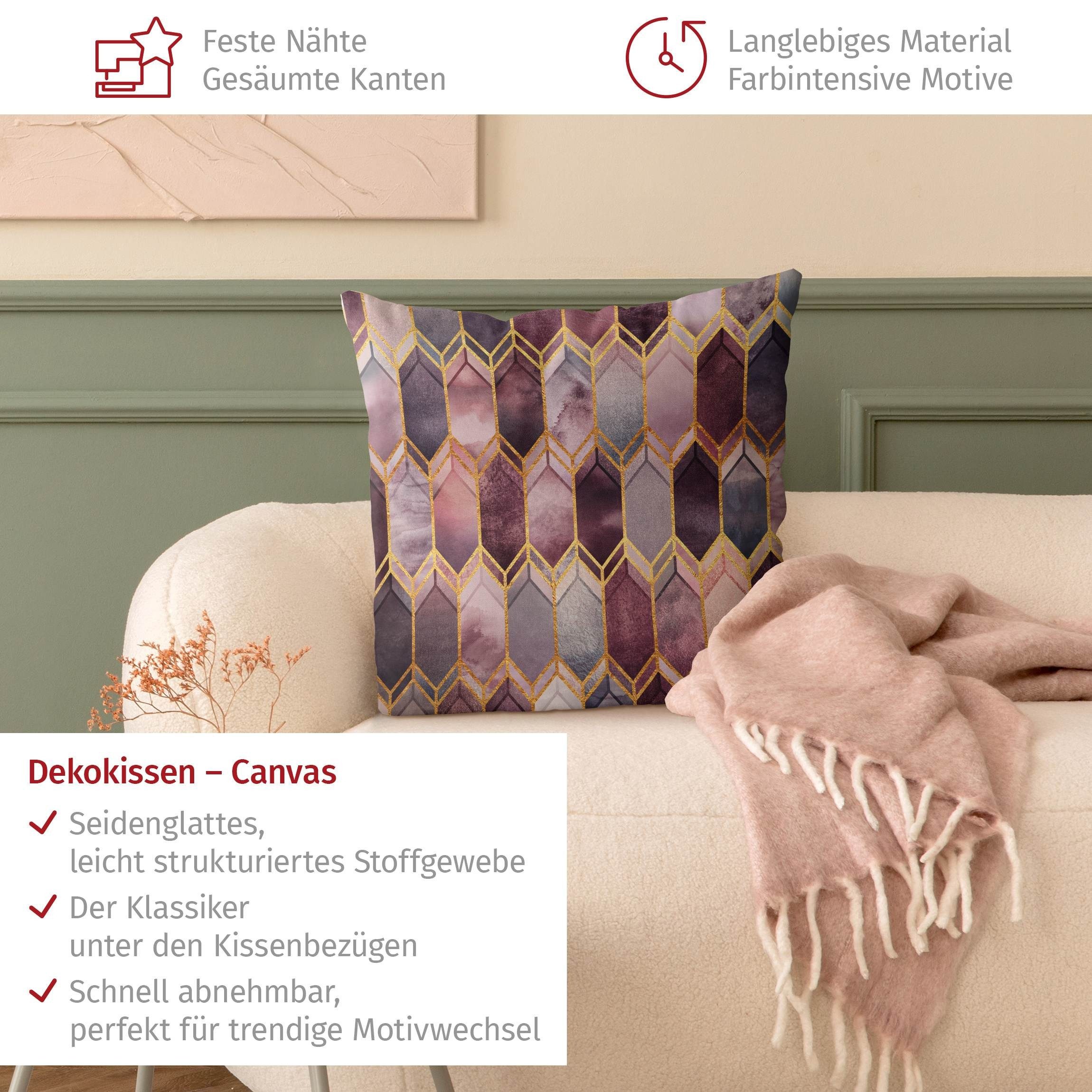 Bilderdepot24 Dekokissen drinnen Kissenhülle/ Sofakissen/ Zierkissen Kissenhülle rosa Muster Ab, Bezug Aquarell mit / ohne Füllung Zierkissen Outdoor Sofa Bett