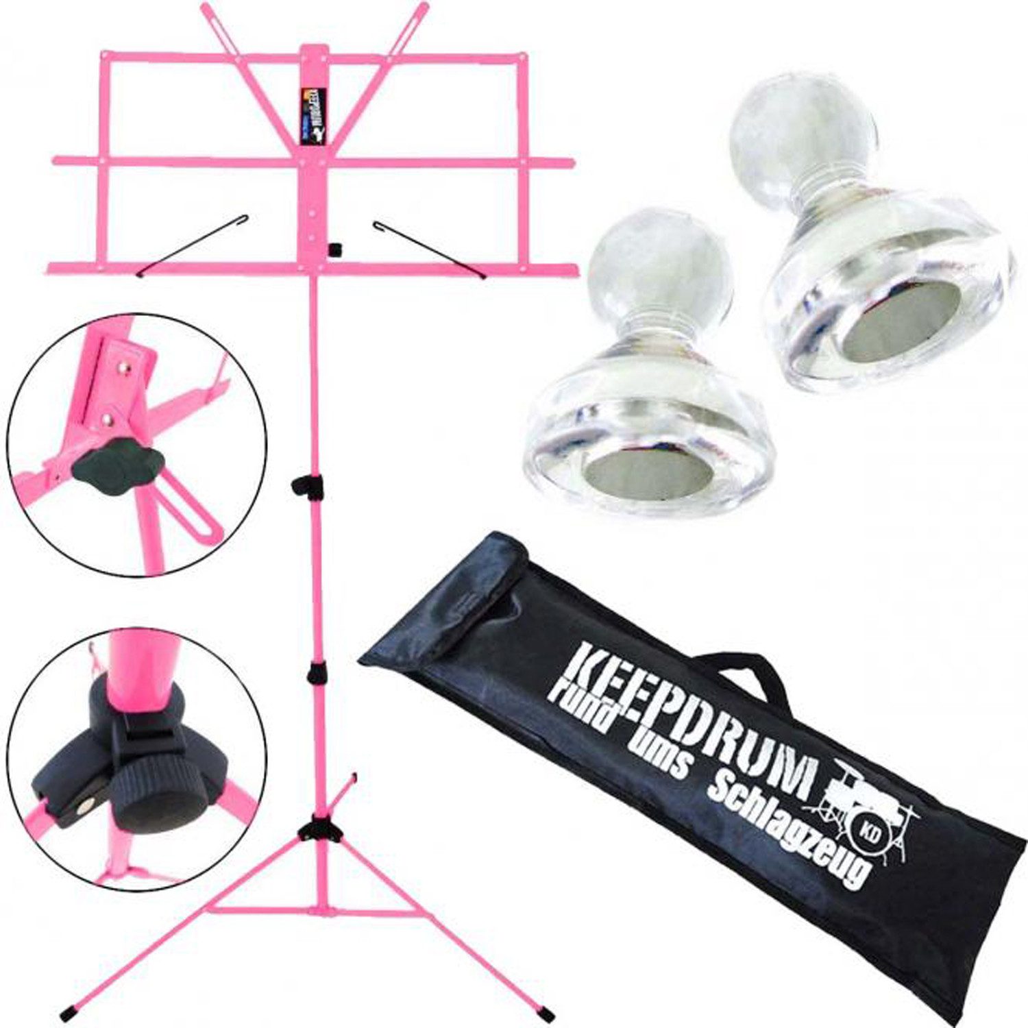 keepdrum Notenpult keepdrum MUS2PK Notenständer Pink mit 2 Magnete, Vorteils-Set