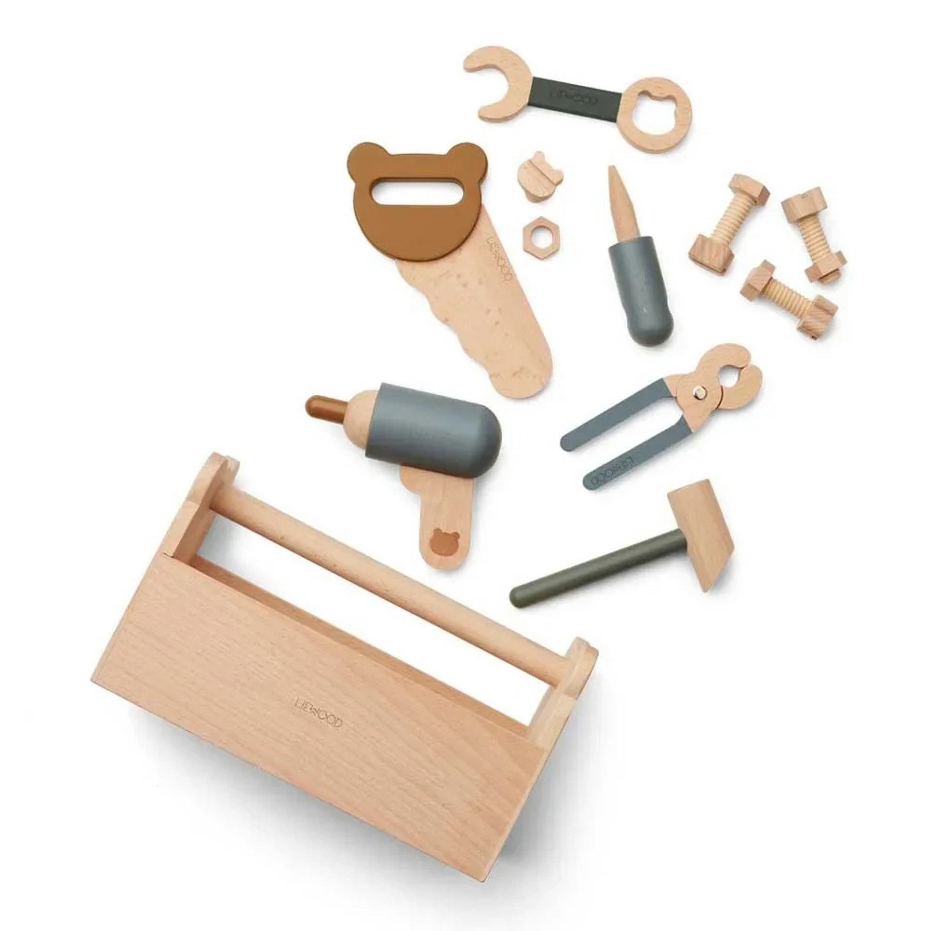 Liewood Kinderbecher "Luigi" Spielzeug Werkzeugkasten Holz blau Multi Mix, Melamin, 225 ml, BPA-frei, spülmaschinengeeignet