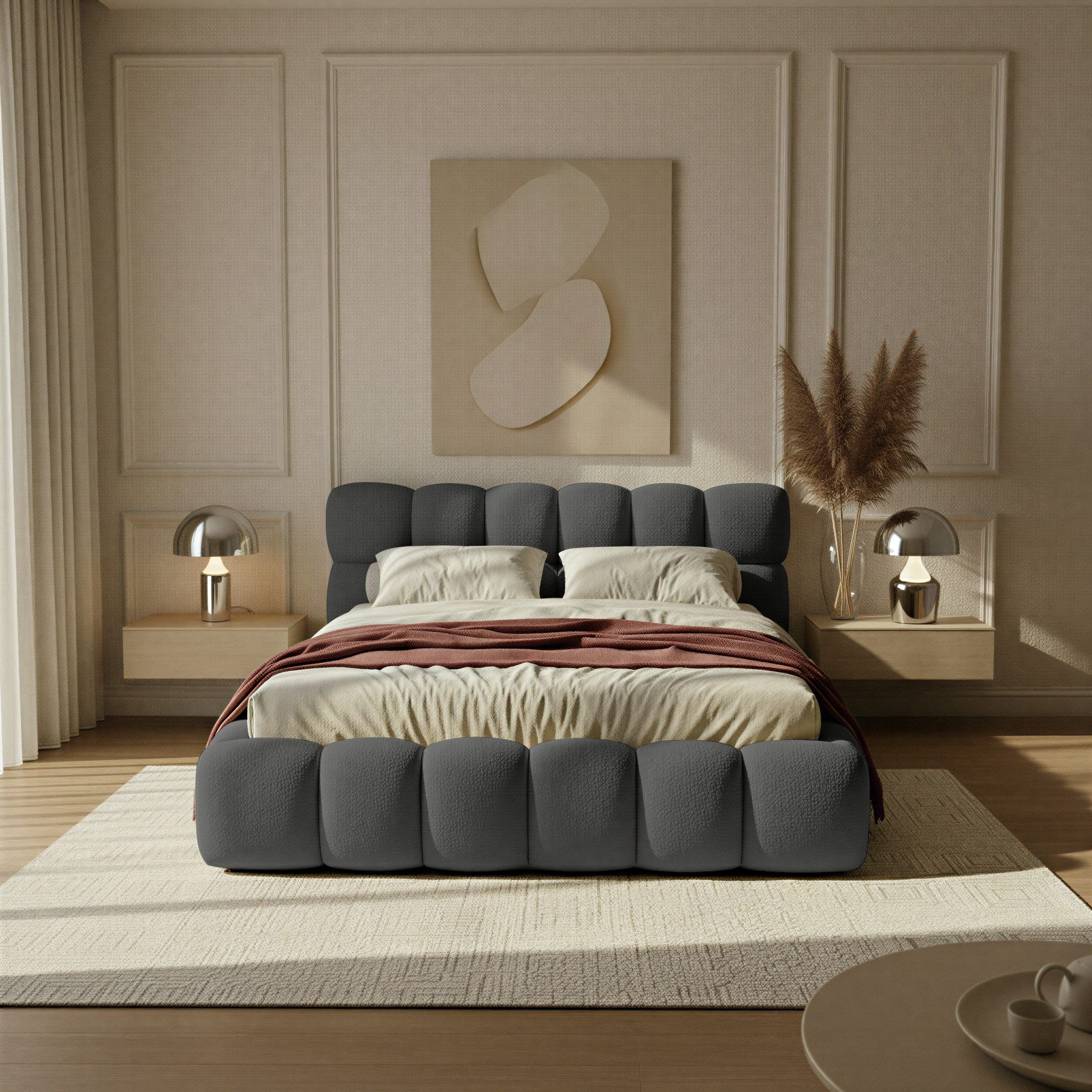 thematys Polsterbett mit Bettkasten 140x200 160x200 180x200 200x200cm (hochwertiger Cord-Stoff in vielen Farben Grafit Grau Weiß Beige Kreme, Inklusive Lattenrost: Holzrahmen,hochwertiger Stoff), hydraulische Klappfunktion für Stauraum