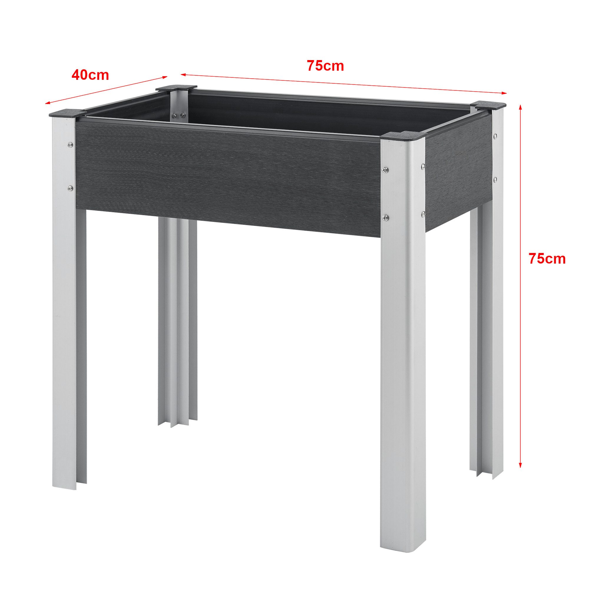 en.casa Hochbeet, Beverwijk Pflanzkasten 75 x 40 x 75 cm Dunkelgrau