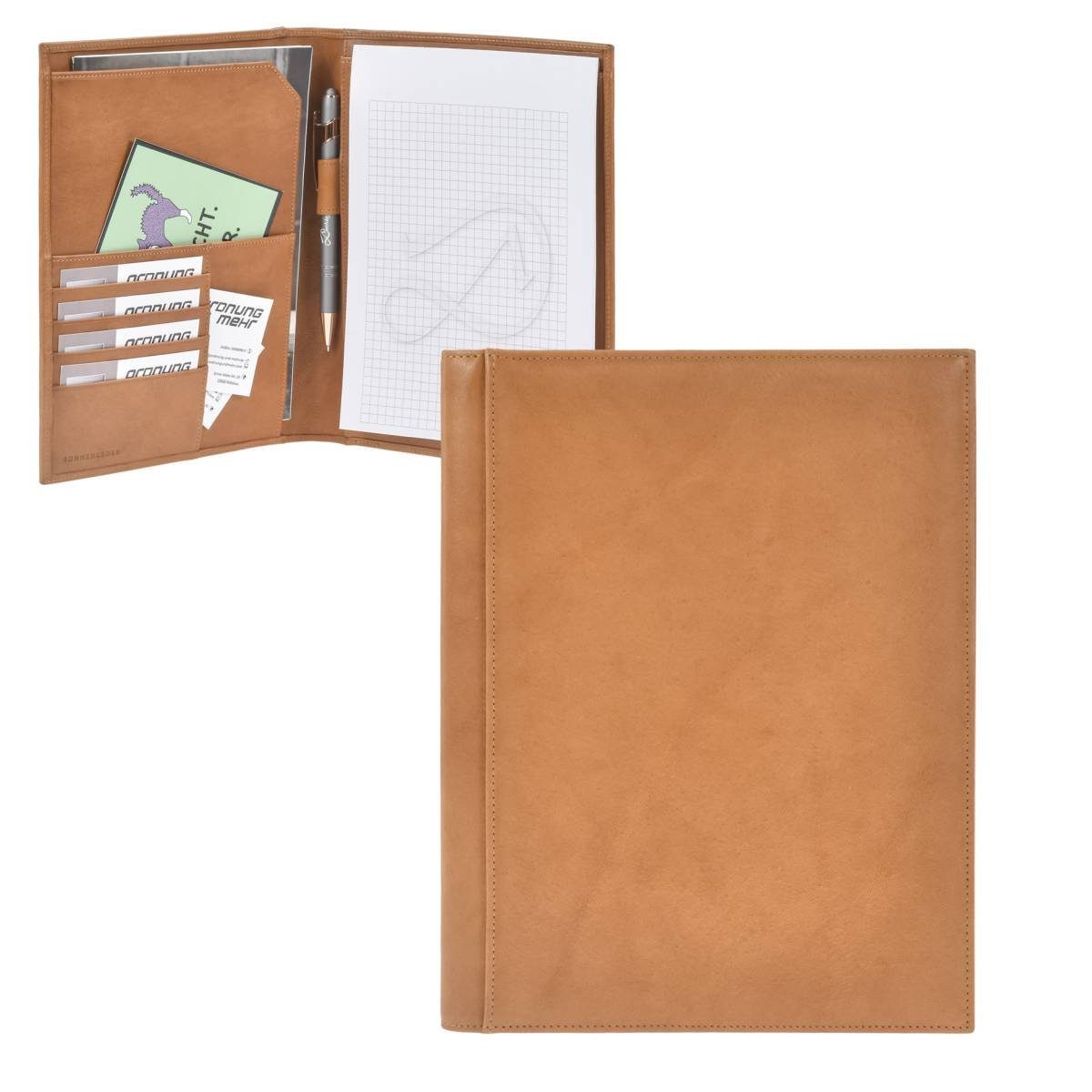 Sonnenleder Schreibmappe Tucholsky, Mappe, A5 Format, Leder, 18,5x23 cm | Konferenzmappen