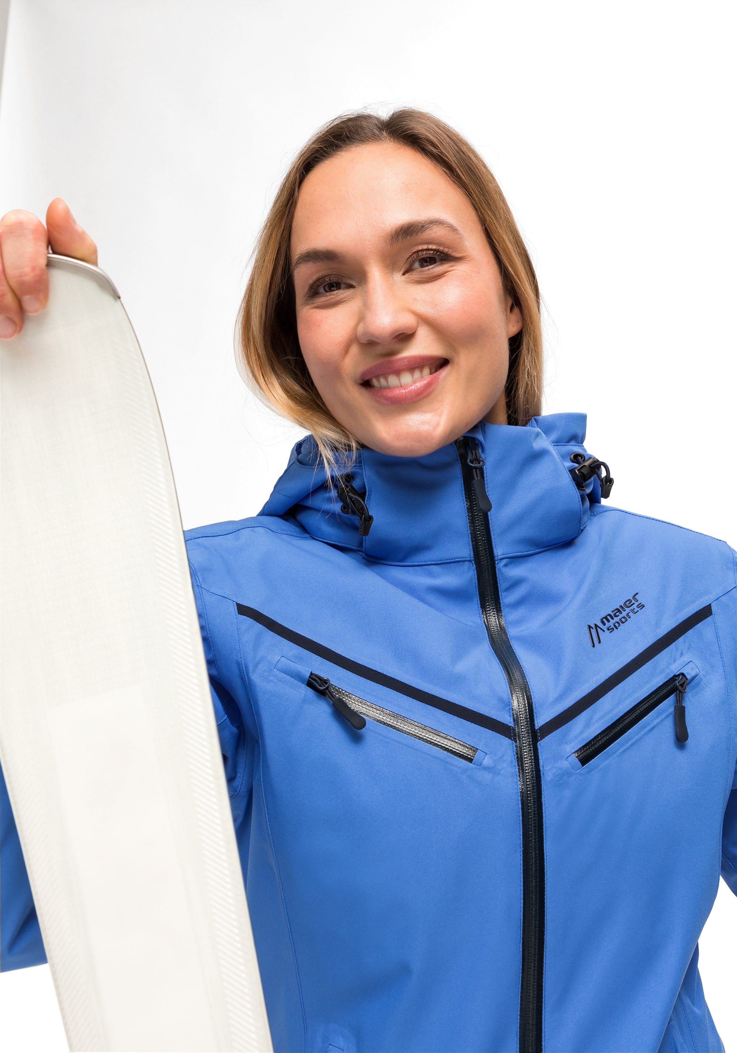 Maier Damen Sports winddichte und Lunada pastellblau Ski-Jacke, atmungsaktive Winterjacke Skijacke wasserdichte