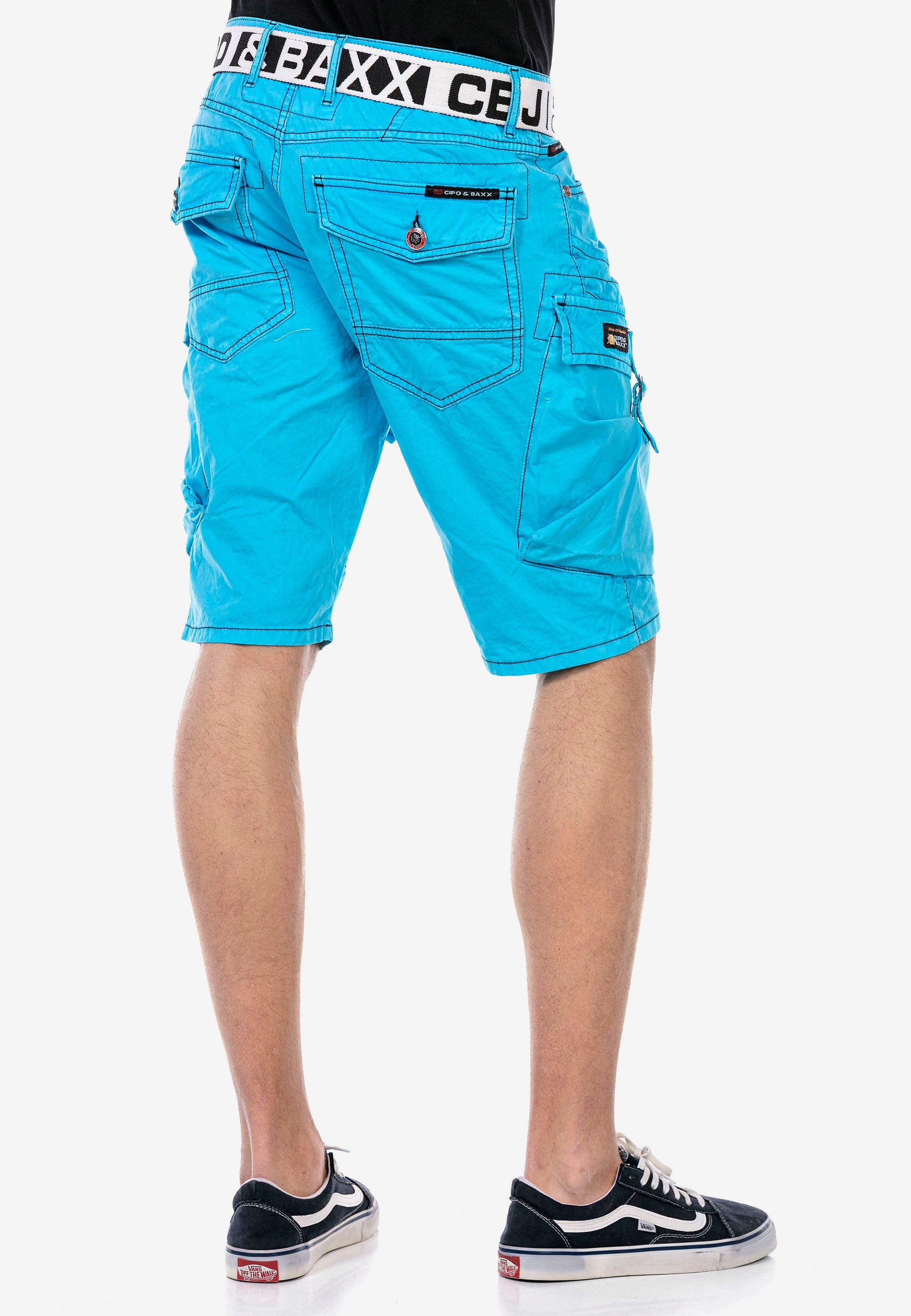 Cipo & hellblau coolen mit Baxx Cargotaschen Shorts