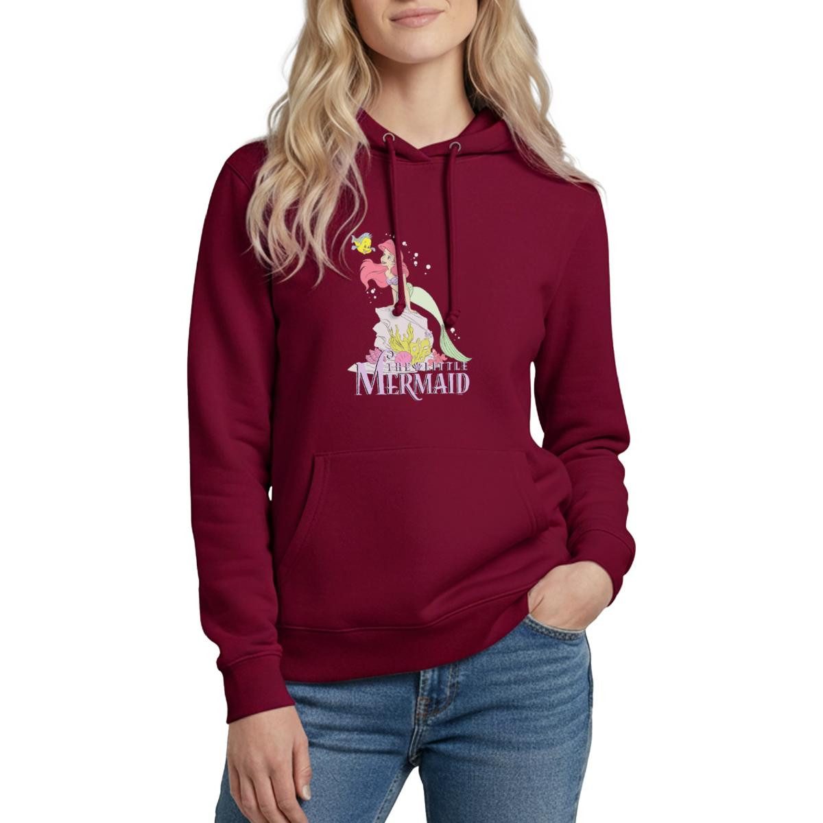Hoodie Arielle Die Kleine Meerjungfrau Auf Felsvorsprung Damen Hoodie