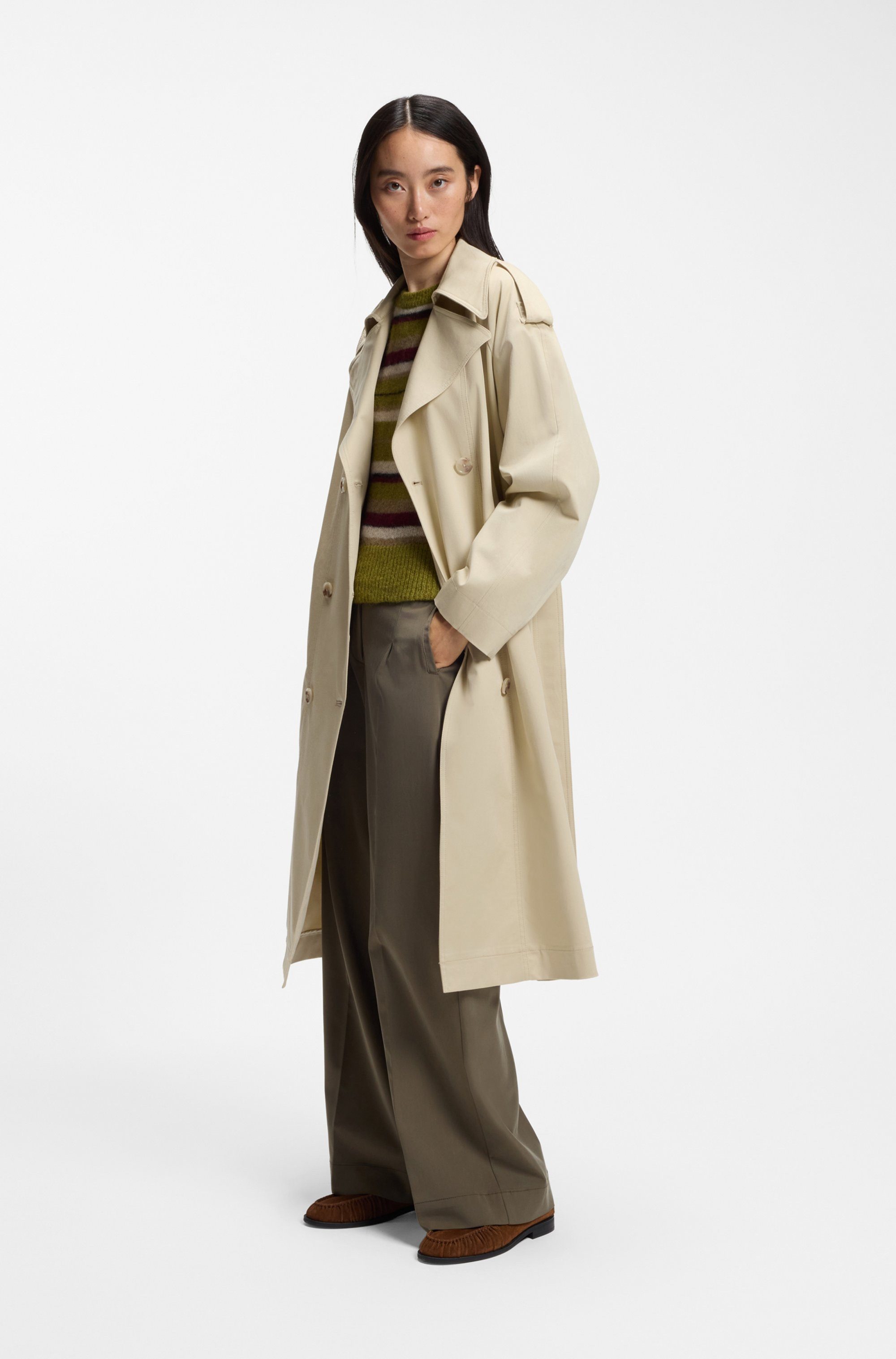 BOSS ORANGE Trenchcoat Carelli Premium Damenmode mit wasserabweisendem Finish, Relaxed Fit