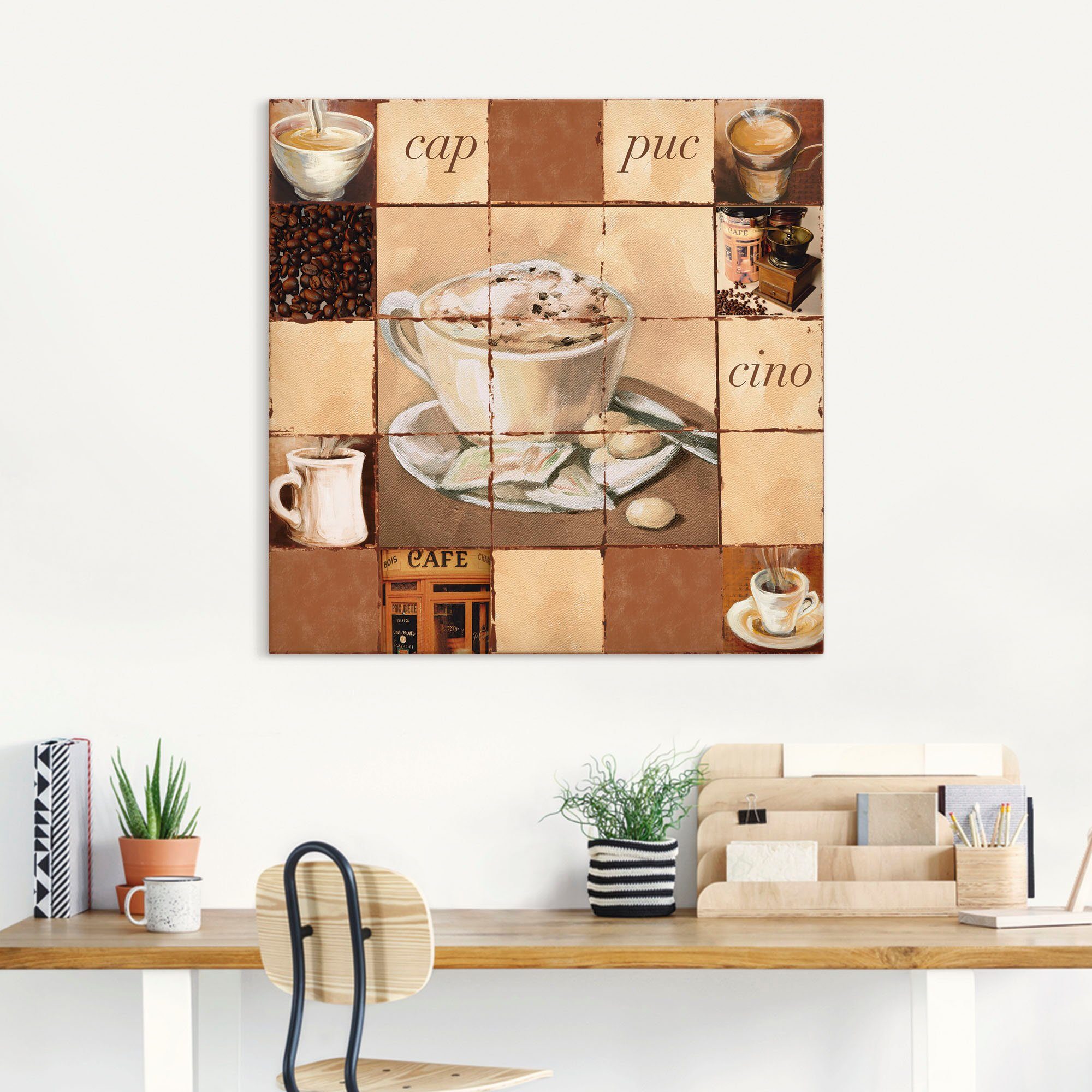 versch. oder Wandaufkleber Cappuccino, Getränke Poster Wandbild als Größen Alubild, (1 St), in Leinwandbild, Artland