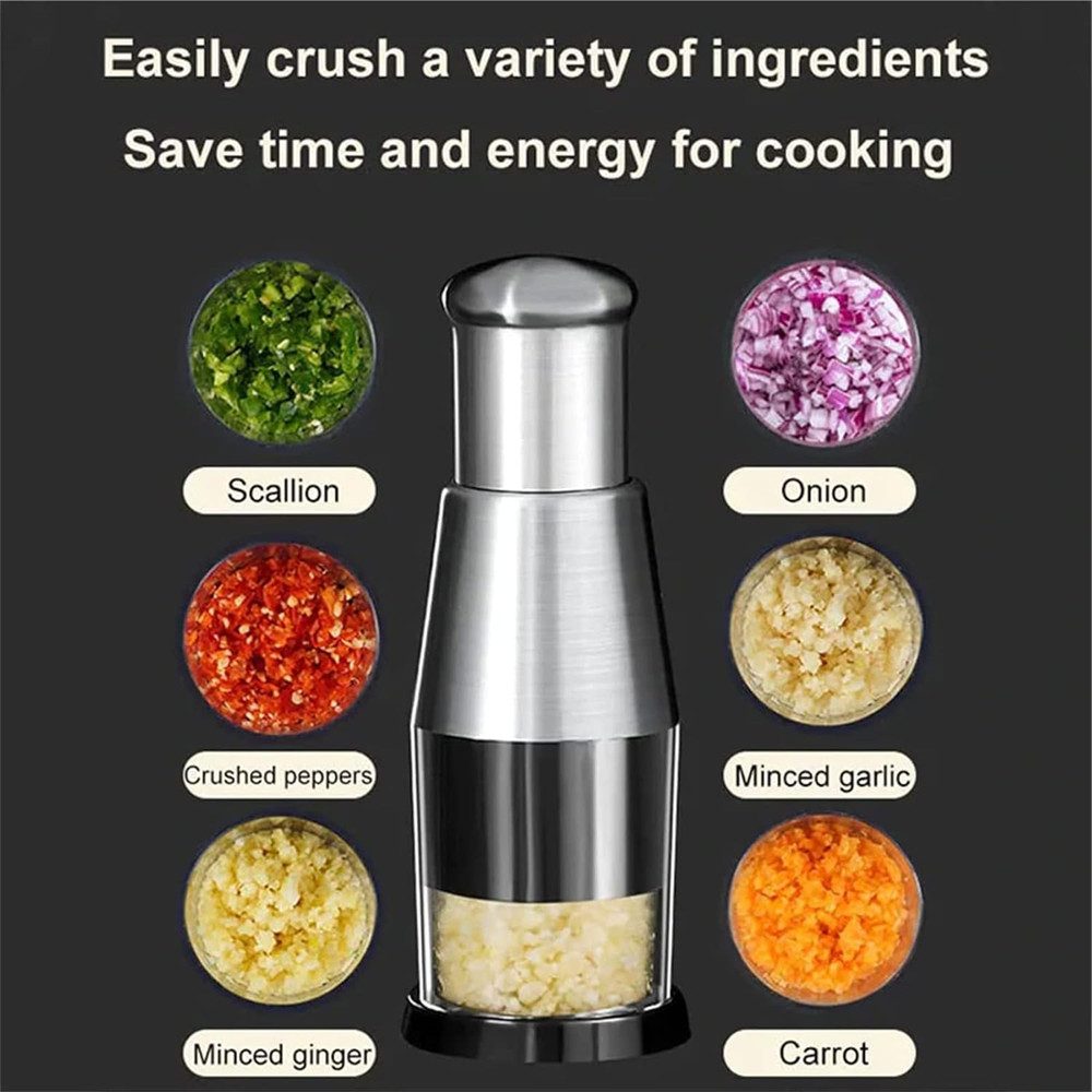 XDeer Knoblauchschneider Edelstahl 304 Gepresster Premium Knoblauchpresse Manueller, Zerhacker Leicht für Knoblauch, Paprika und Zwiebeln