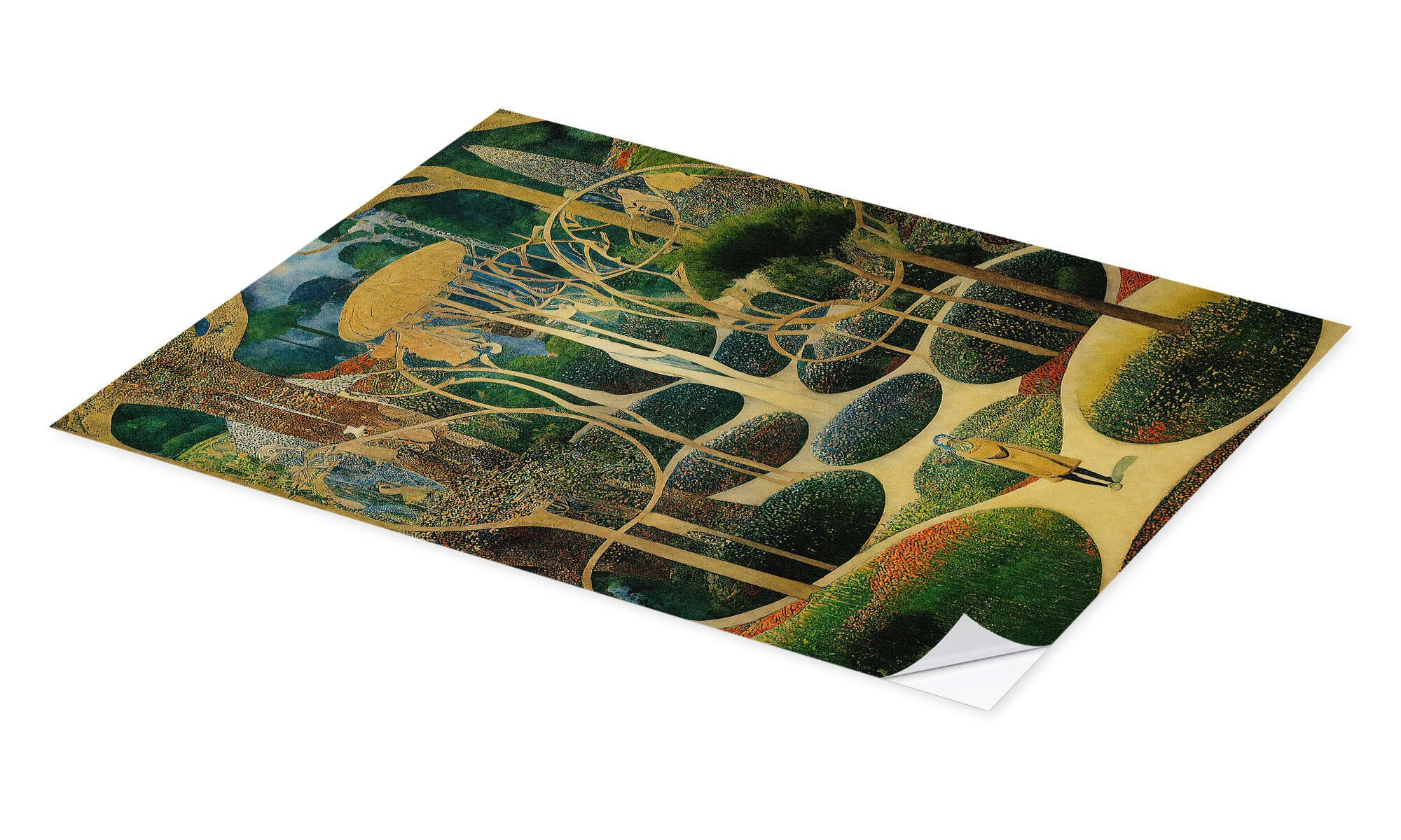 Posterlounge Wandfolie Mariusz Flont, Magische Gärten - Collage VII, Schlafzimmer Vintage Malerei