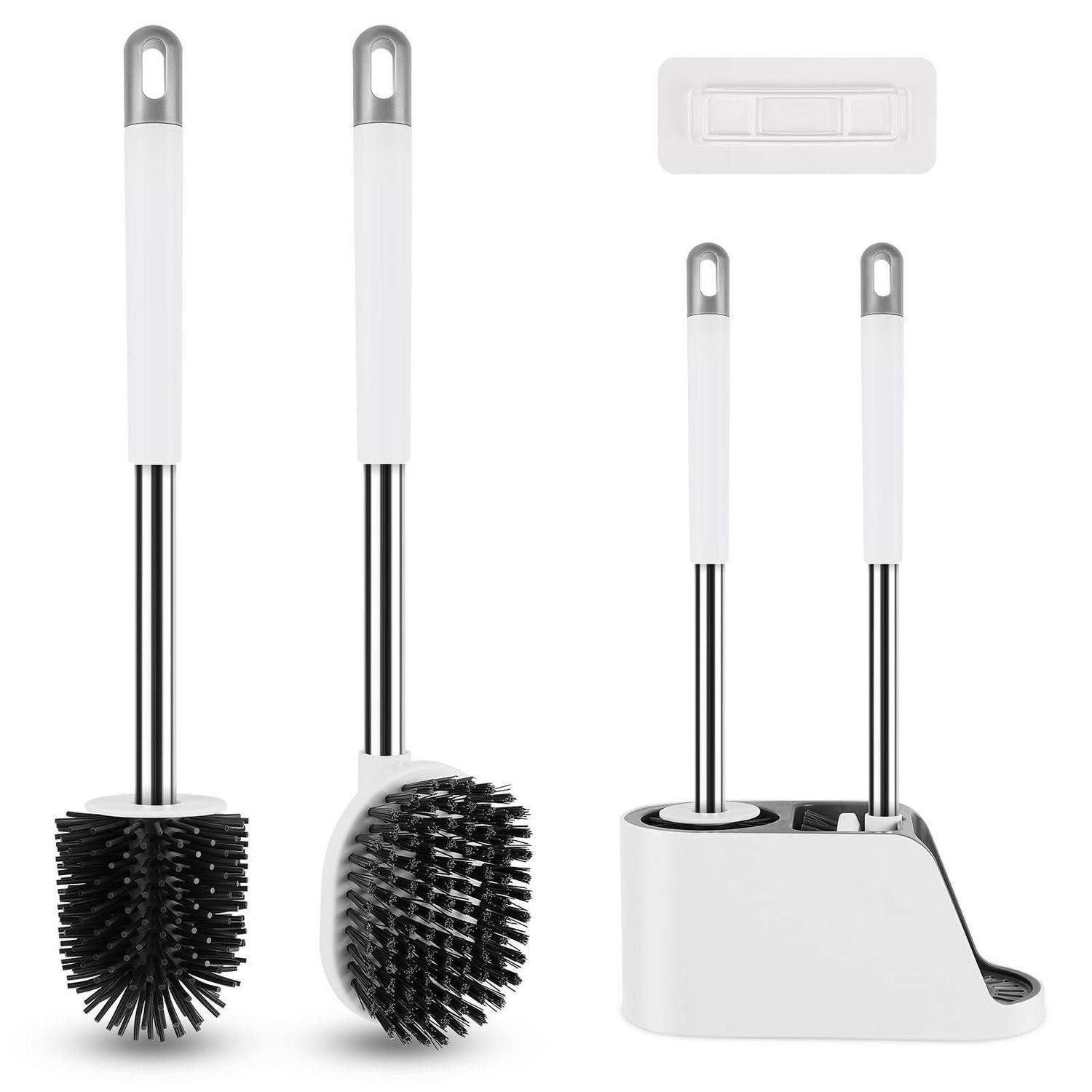 LuxusKollektion WC-Garnitur Klobürste Silikon Wandmontage Grau&Weiss