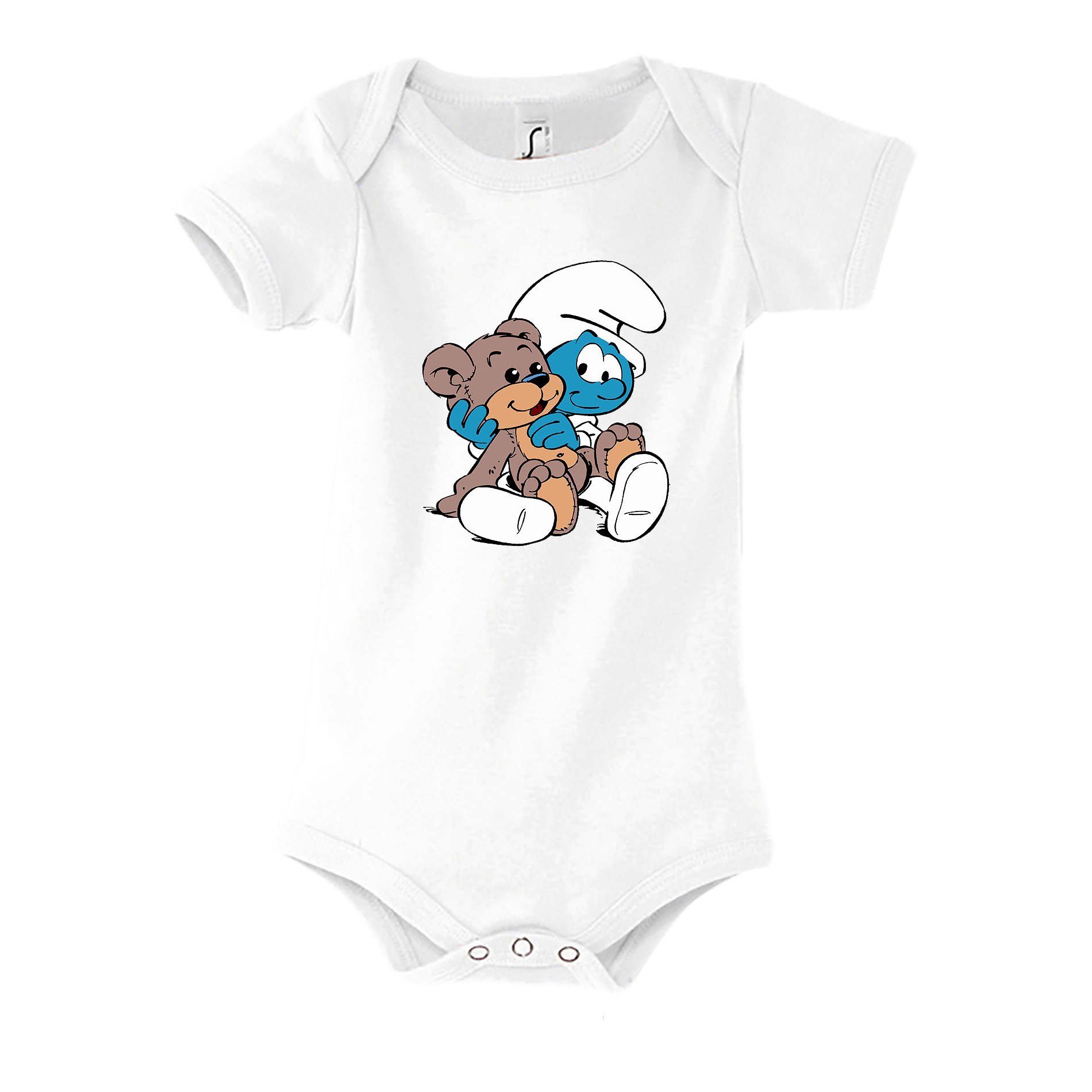 Blondie & Brownie Strampler Kinder Baby Babyschlumpf Schlümpfe Serie Teddybär Teddy Bär Schlumpf Baby Strampler Schlumpf Motiv Baumwolle Regular Fit Unisex Body