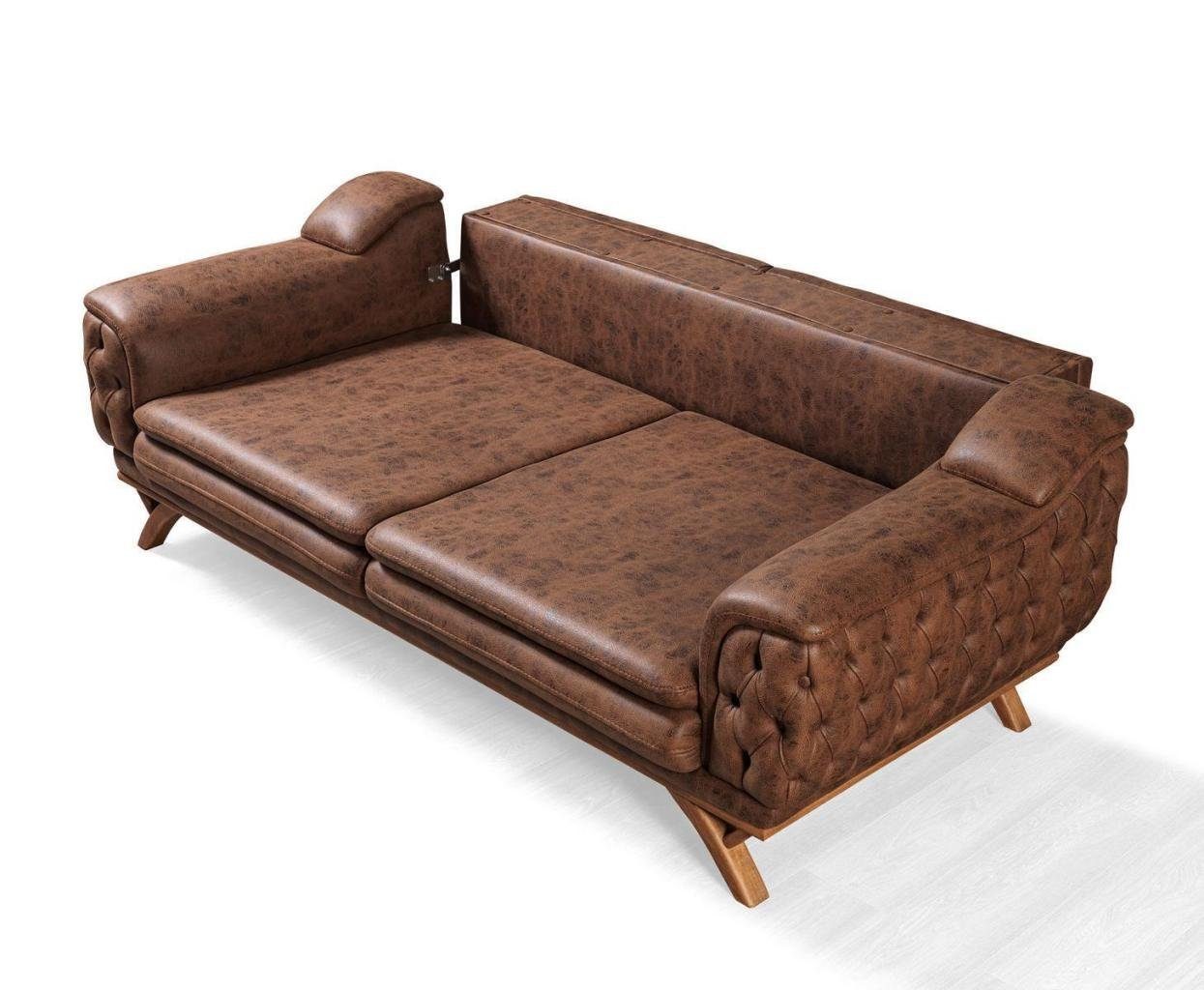 JVmoebel 3-Sitzer Sofa 3 Sitzer Made Europa Stoff in Kunstleder 1 Sofas Polster Teile, Couchen, Chesterfield