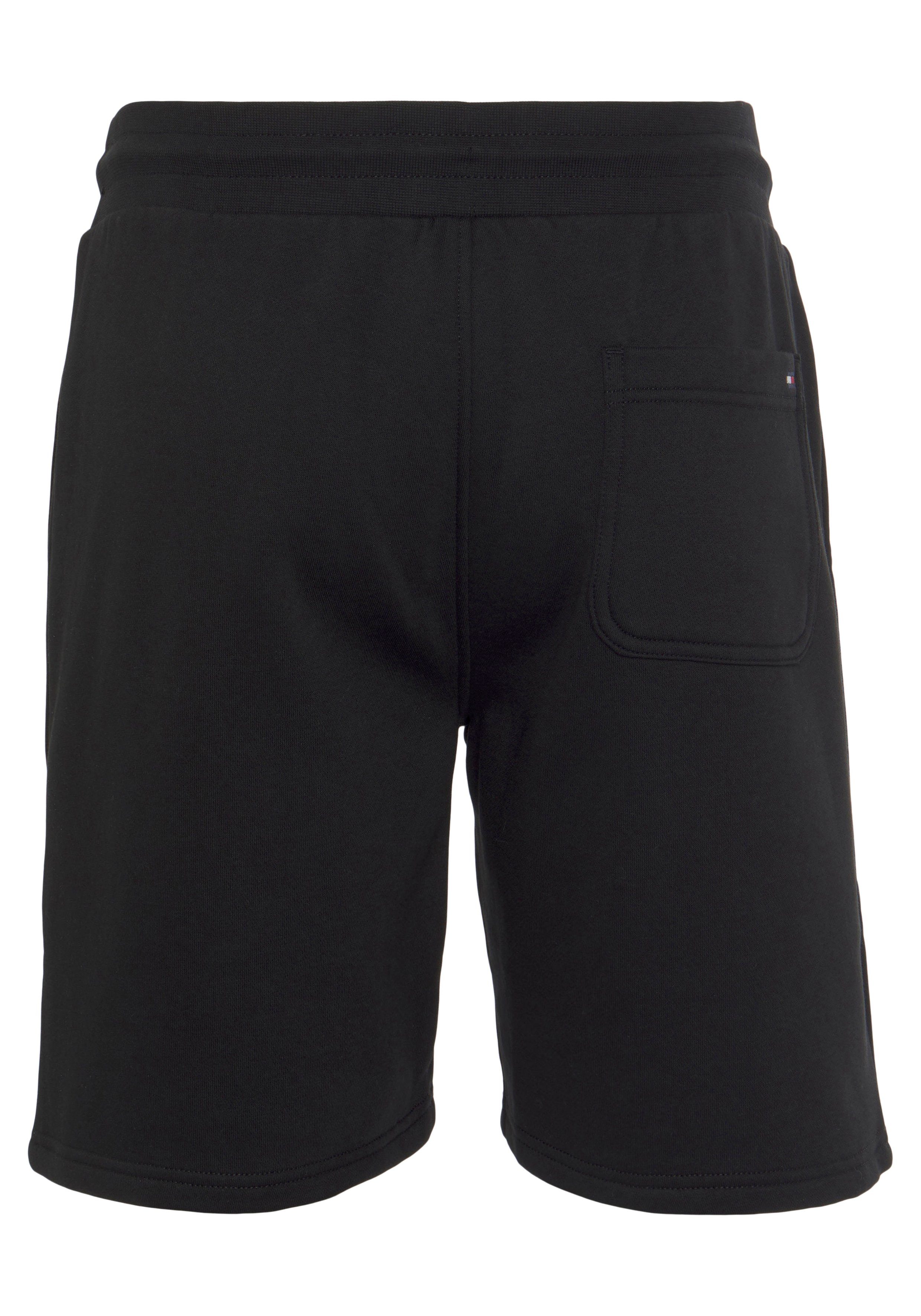 SWEATSHORTS Hilfiger Black Shorts Bund Tommy LOGO TOMMY SMALL elastischem mit