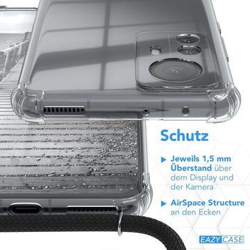 EAZY CASE Handykette 2in1 Metallkette für Xiaomi 12 Pro 6,73 Zoll, Hülle mit Kette Metallkette Slimcover Handykette Umhängetasche Silber