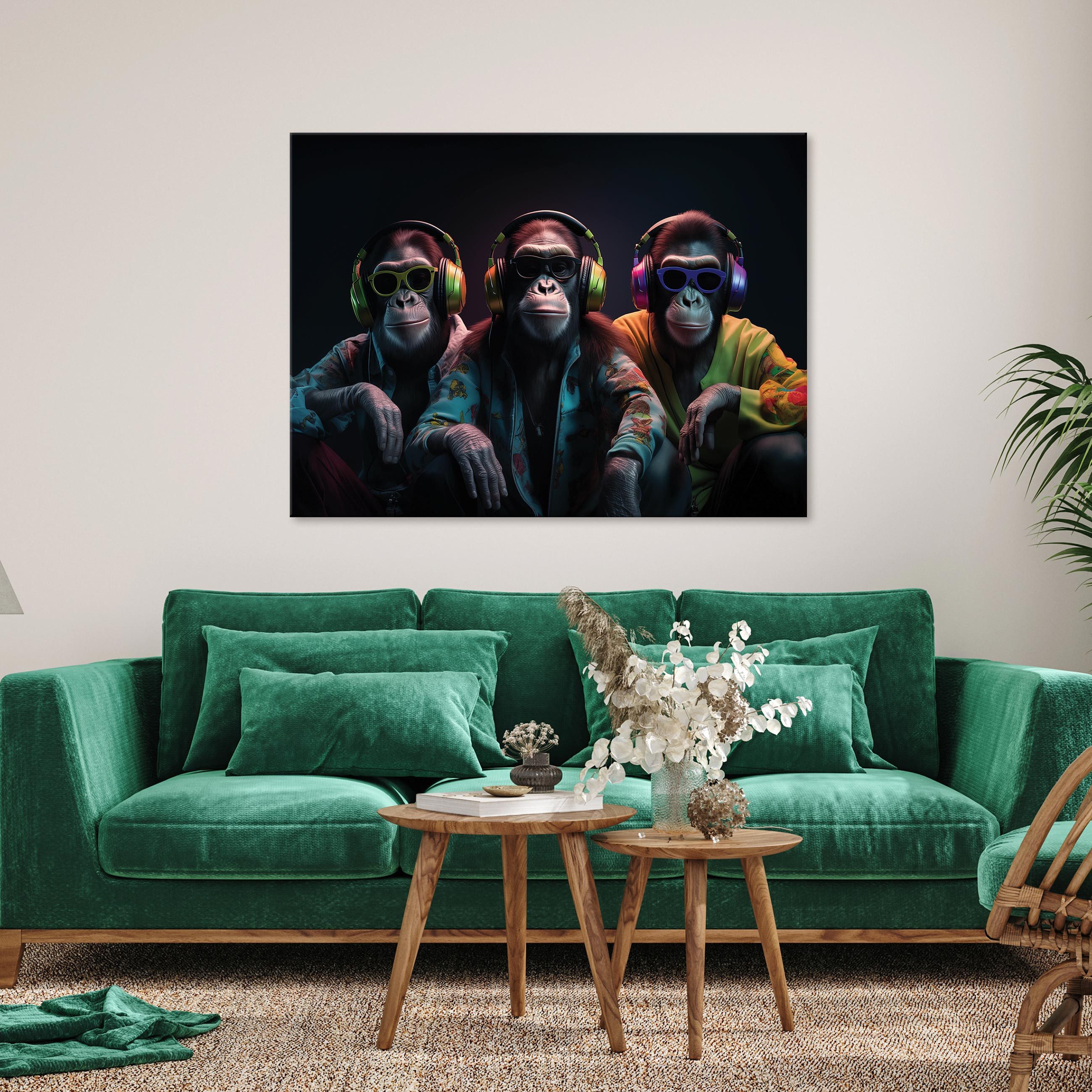 Wallarena Leinwandbild Drei Affen Musik Abstrakt Wohnzimmer Schlafzimmer Wa günstig online kaufen