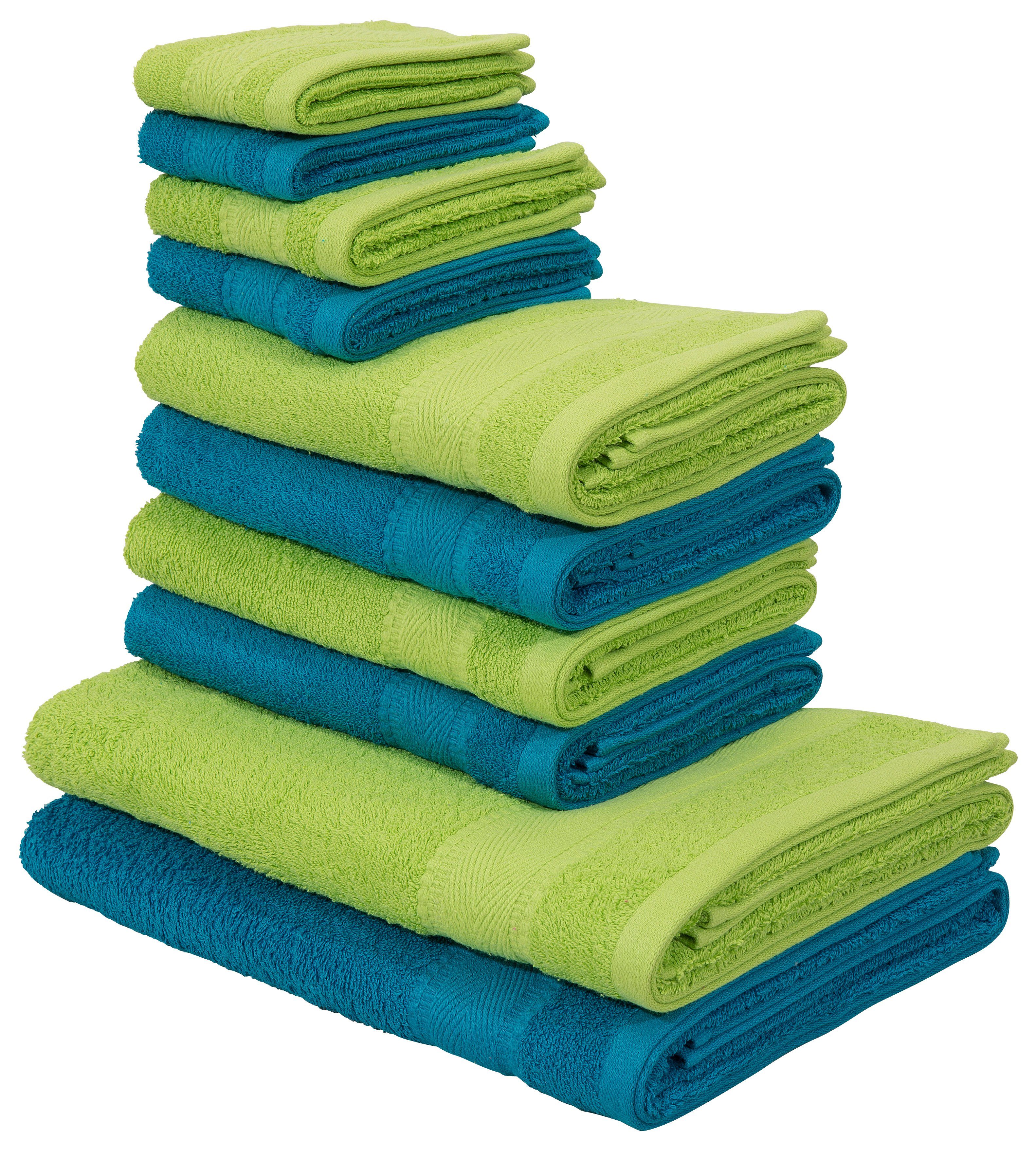 OTTO home Handtuch Set Afri, Duschtücher, Handtücher, Gästetücher, Seiftücher, Walkfrottee (Set, 10-St), zweifarbig, 100% Baumwolle, weich, mit Bordüre