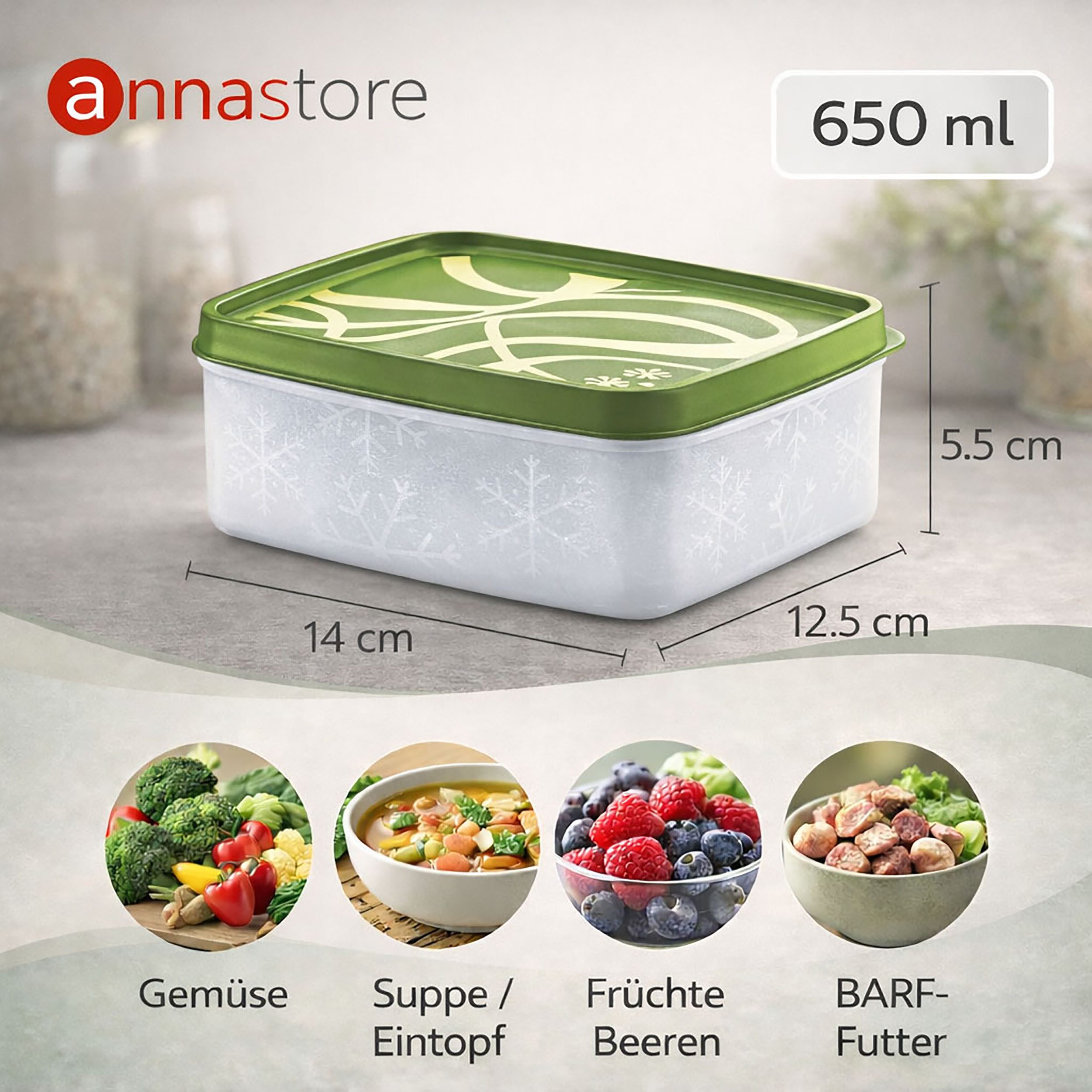 Annastore Vorratsdose Hochwertige Tiefkühldosen - Gefrierdosen - Tiefkühlboxen, von -20°C bis + 100°C - Gefrierboxen Luftdicht – Bild 2 von 5