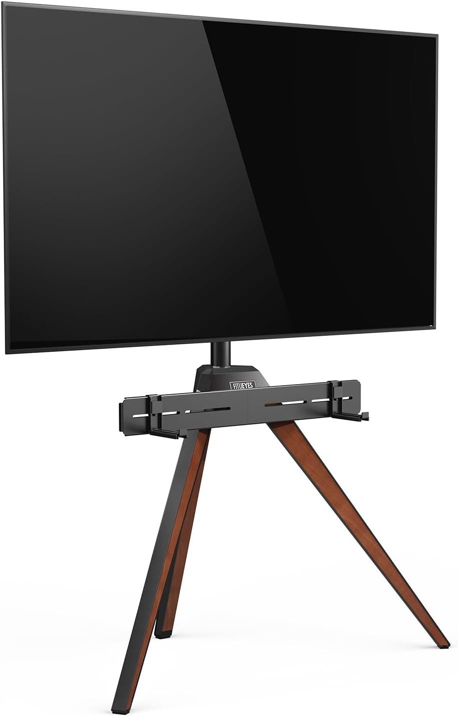 FITUEYES TV-Ständer aus Massivholz, mit Soundbar-Halterung, ±20° schwenkbar, 32-65 Zoll, (bis 65,00 Zoll, im Staffelei Design, mit Magnetverschluss) von FITUEYES