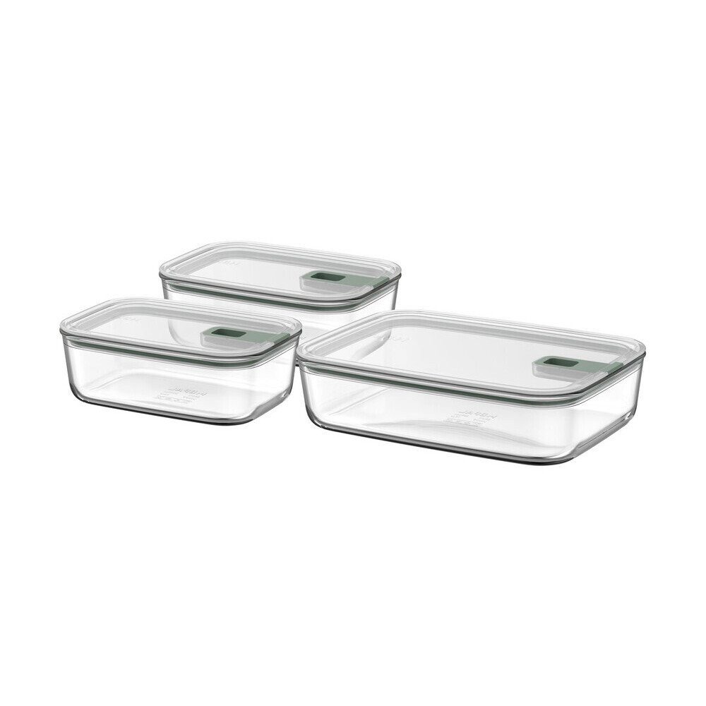 Mepal Frischhaltedose Glas-Frischhaltedose 3-tlg. EasyClip Nordic Sage, Glas, (Gläser-Set), Glas-Frischhaltedose, 3er-Set, 28,20cm, Glas, klar