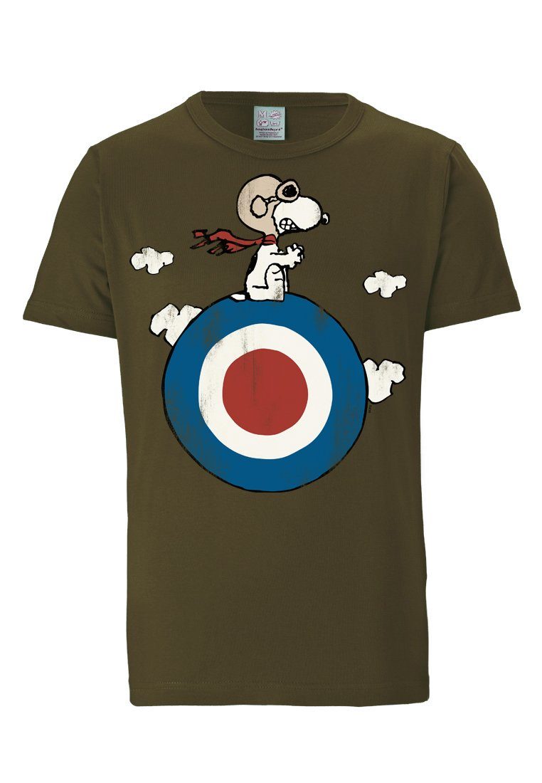 LOGOSHIRT T-Shirt Snoopy - Peanuts mit olivgrün Print niedlichem