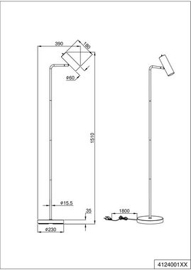 TRIO Leuchten Stehlampe Marley, Ein-/Ausschalter, ohne Leuchtmittel, mit Kippschalter, GU10 Leuchtmittel frei wählbar