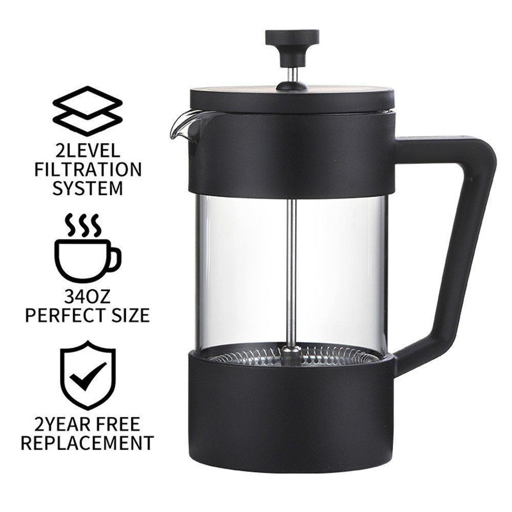 mit Kaffeebereiter Kaffeekanne, Filter, für XDeer Griff,auch wiederverwendbarem Tee Press French komfortablem Kanne 0.35l Press,Kaffeekanne