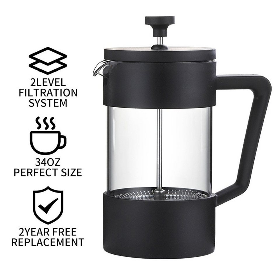XDeer French Press Kanne Kaffeebereiter Press,Kaffeekanne mit  wiederverwendbarem Filter, 0.35l Kaffeekanne, komfortablem Griff,auch für  Tee