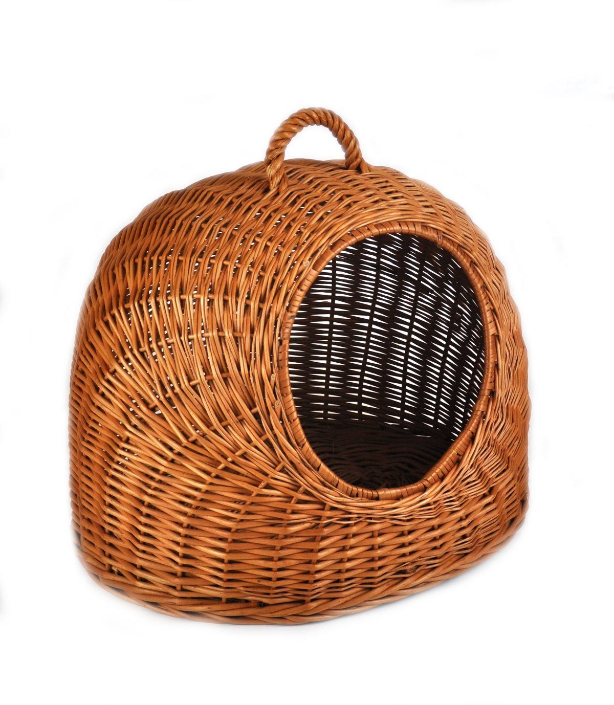 MyBer® Tierbett Katzen Hunde Häuschen Kleintier Transport Korb aus Weide geflochten, Höhle Tierliege Handarbeit 50/40/40cm K5-081