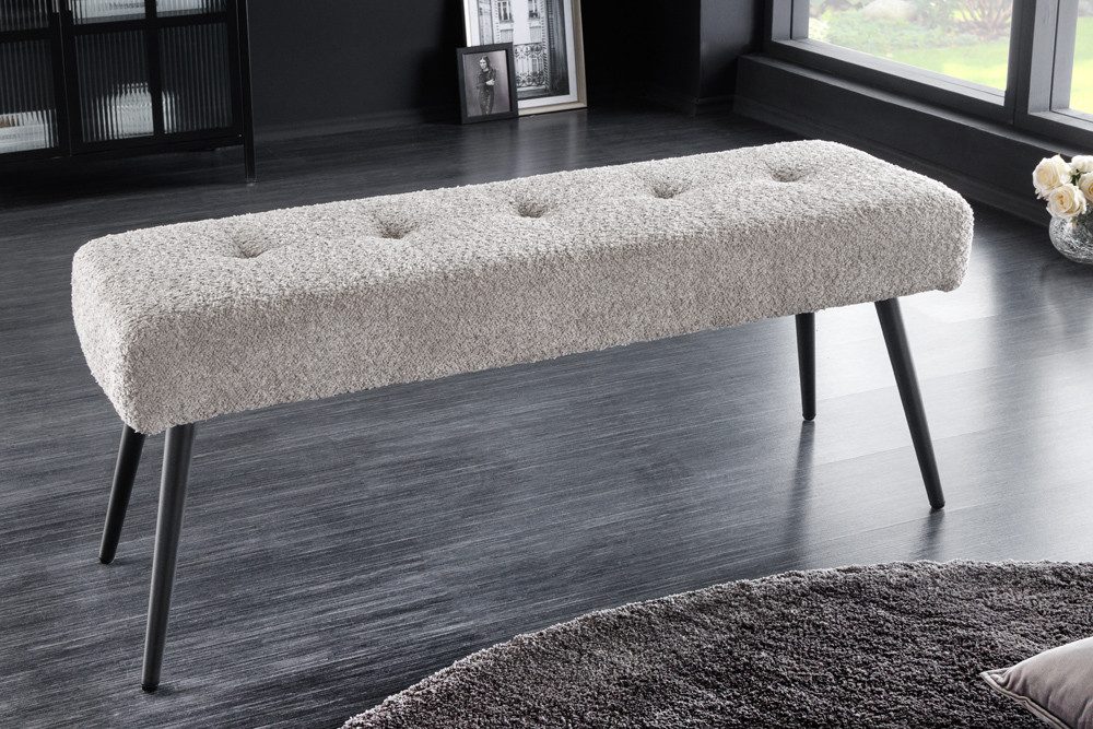 riess-ambiente Sitzbank BOUTIQUE 100cm champagner greige / schwarz (Einzelartikel, 1-St), Wohnzimmer · Bouclé · Metall · Esszimmer· Flur · Schlafzimmer