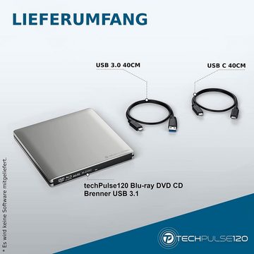 techPulse120 USB 3.1 Typ-C externer M-Disc BDXL Blu-ray Brenner Player Superdrive Blu-ray-Brenner