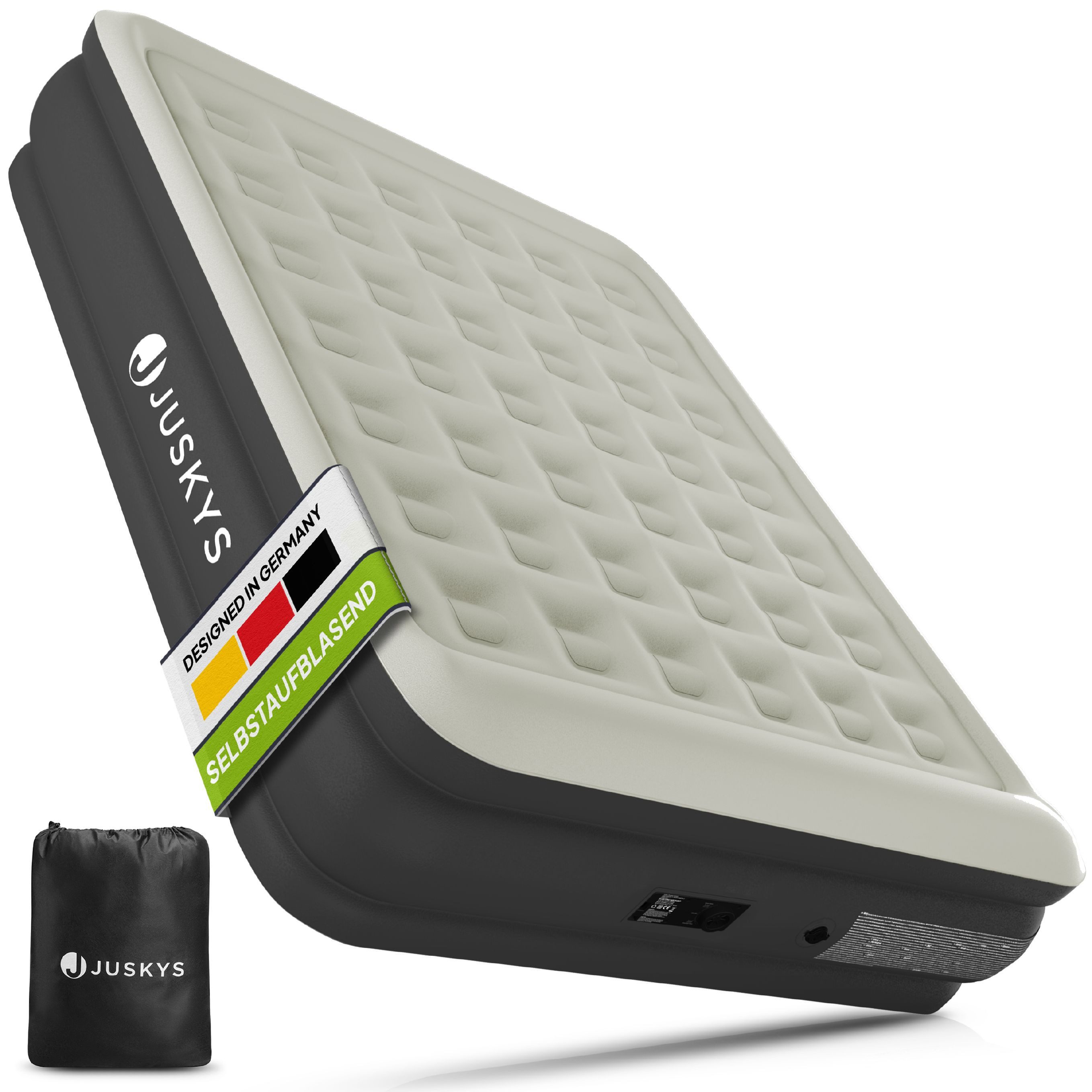 Juskys Luftmatratze Sapri, Doppel-Luftbett, selbstaufblasend, wasserdicht, inkl. Pumpe, Tasche