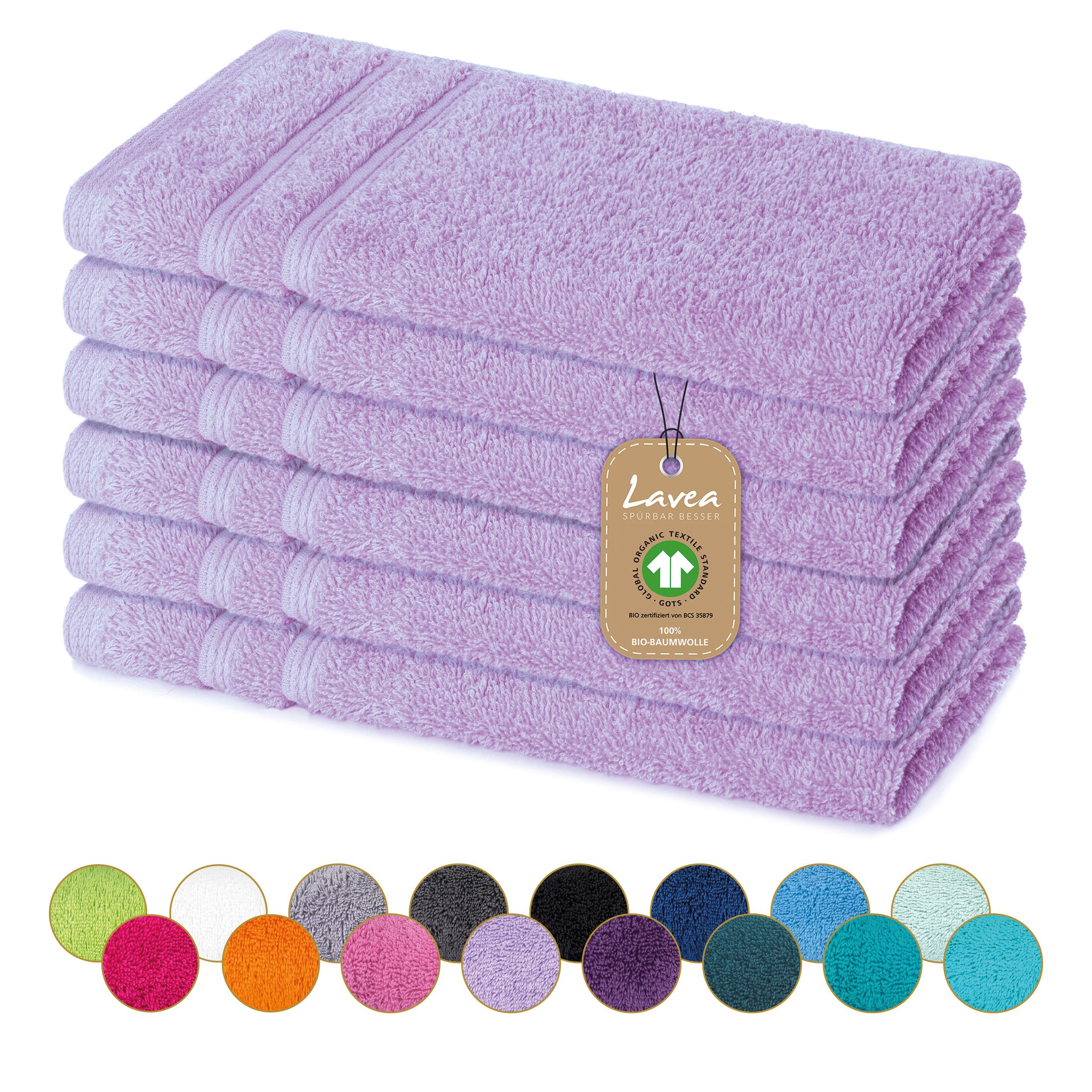 Lavea Gästehandtuch Bali Gästetücher 30x50 cm, Gästetuch, Gästehandtücher klein, Weiches Bio-Baumwollfrottee (Set, 6-St), Handtuch, Gästehandtuch-Set, GOTS-zertifiziert, 500g/m²