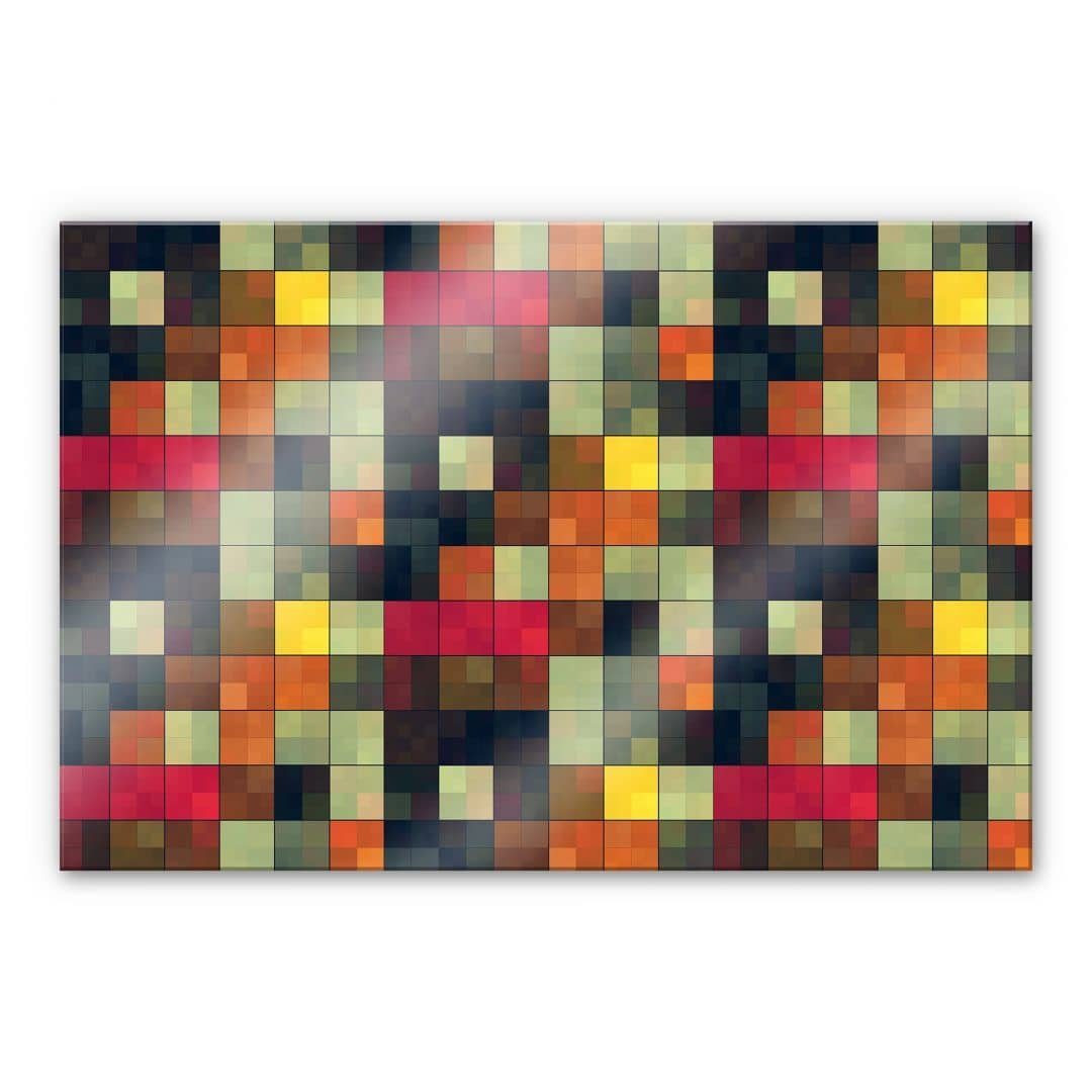 K&L Wall Art Spritzschutz Glas Küchenrückwand Pixel Retro Deko Mosaik