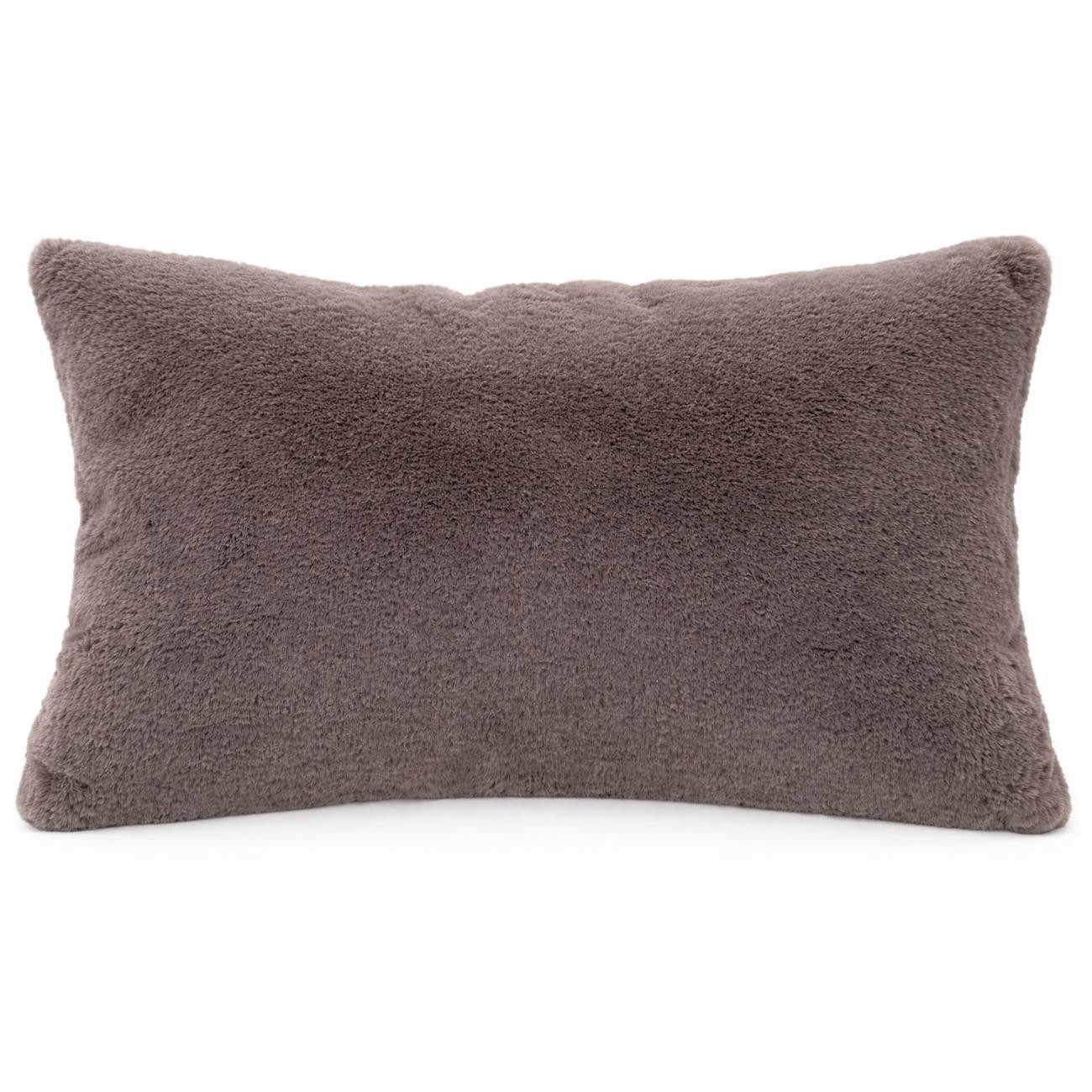 ANRO Dekokissen PLÜSCH Bär Schlicht Kunstfell Sofakissen Kuschelkissen Flauschig, sehr weich & kuschelig 30x50cm OHNE Füllung Uni-Einfarbig Taupe