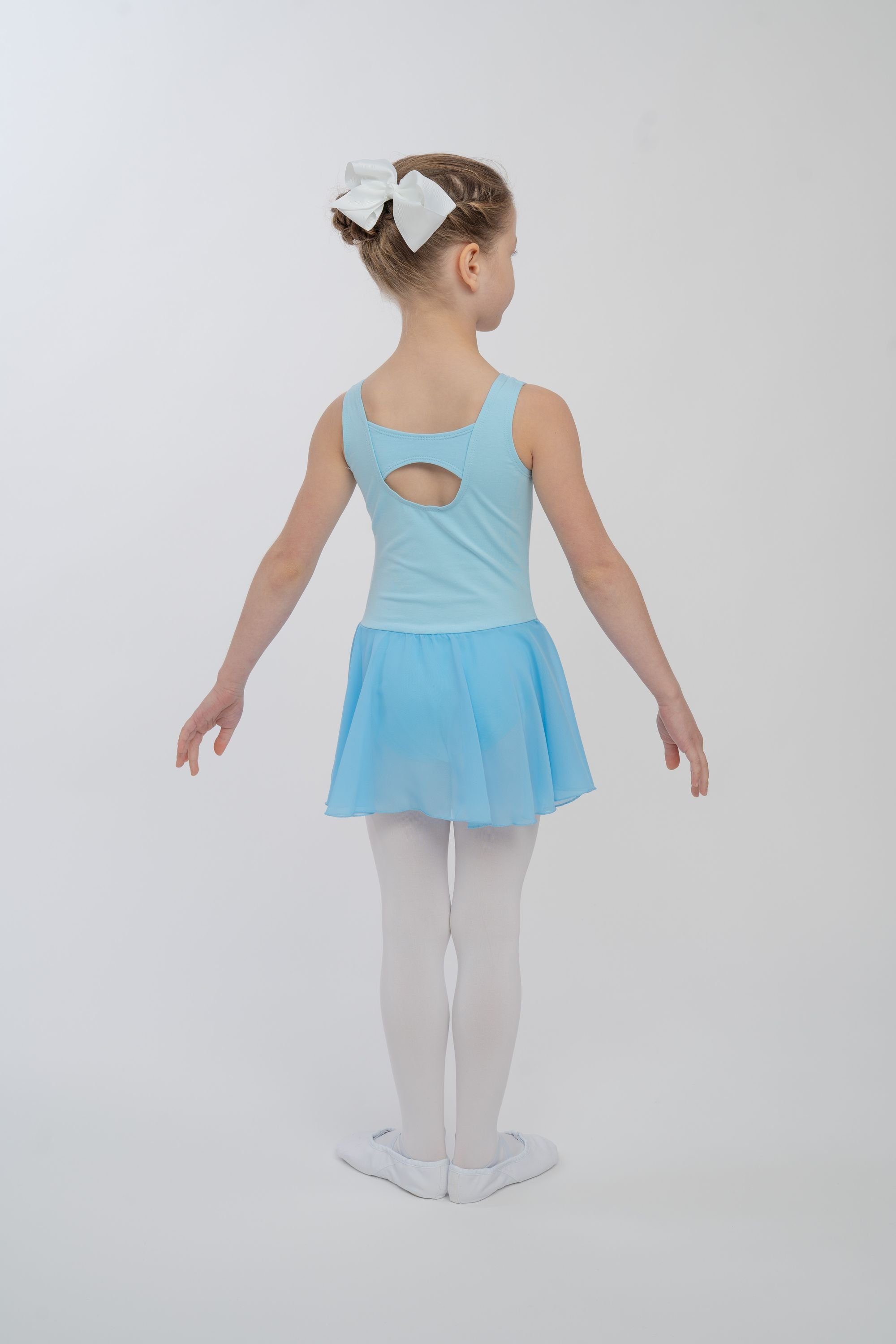 tanzmuster Chiffonkleid Ballettkleid Bella Mädchen Schlüssellochausschnitt weicher mit Kinder hellblau Ballett aus Baumwolle Ballettbody für fürs